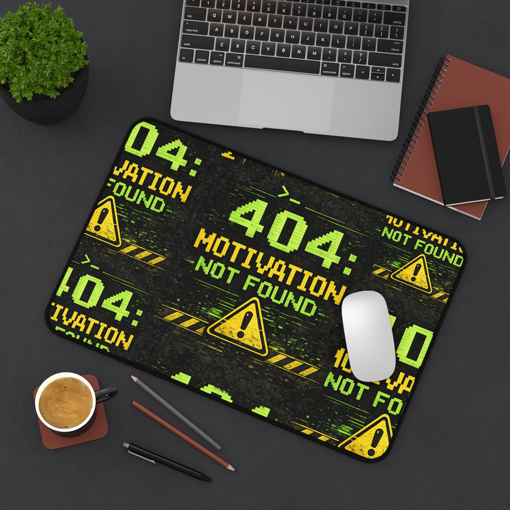 "404 Motivation Not Found" Funny IT Mouse Pad Gamer/Programmer Tech Humor Desk Mat