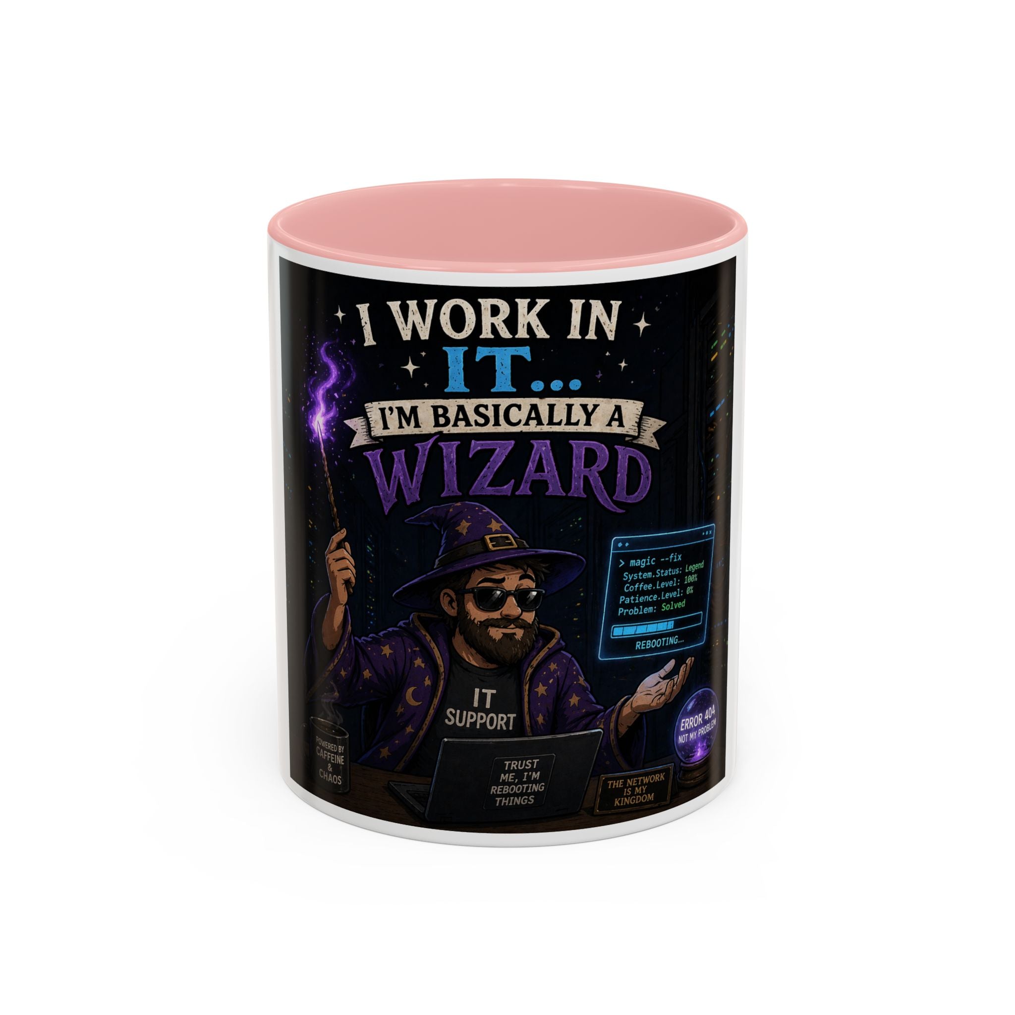 "I Work in IT... I'm Basically a Wizard" Funny IT Tech Support Humor Coffee Mug