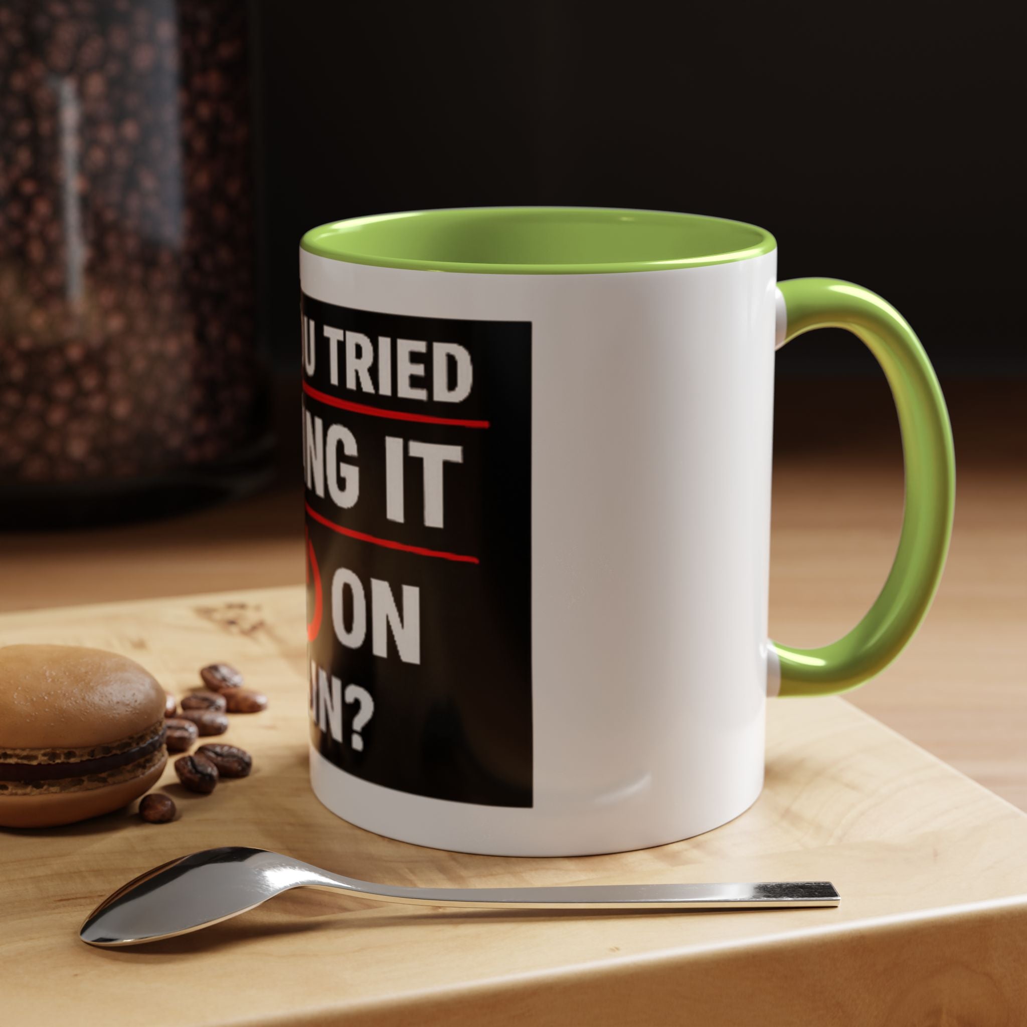 "Have You Tried Turning It Off On Again?" Accent Coffee Mug — Funny IT Tech Gift (11/15oz)