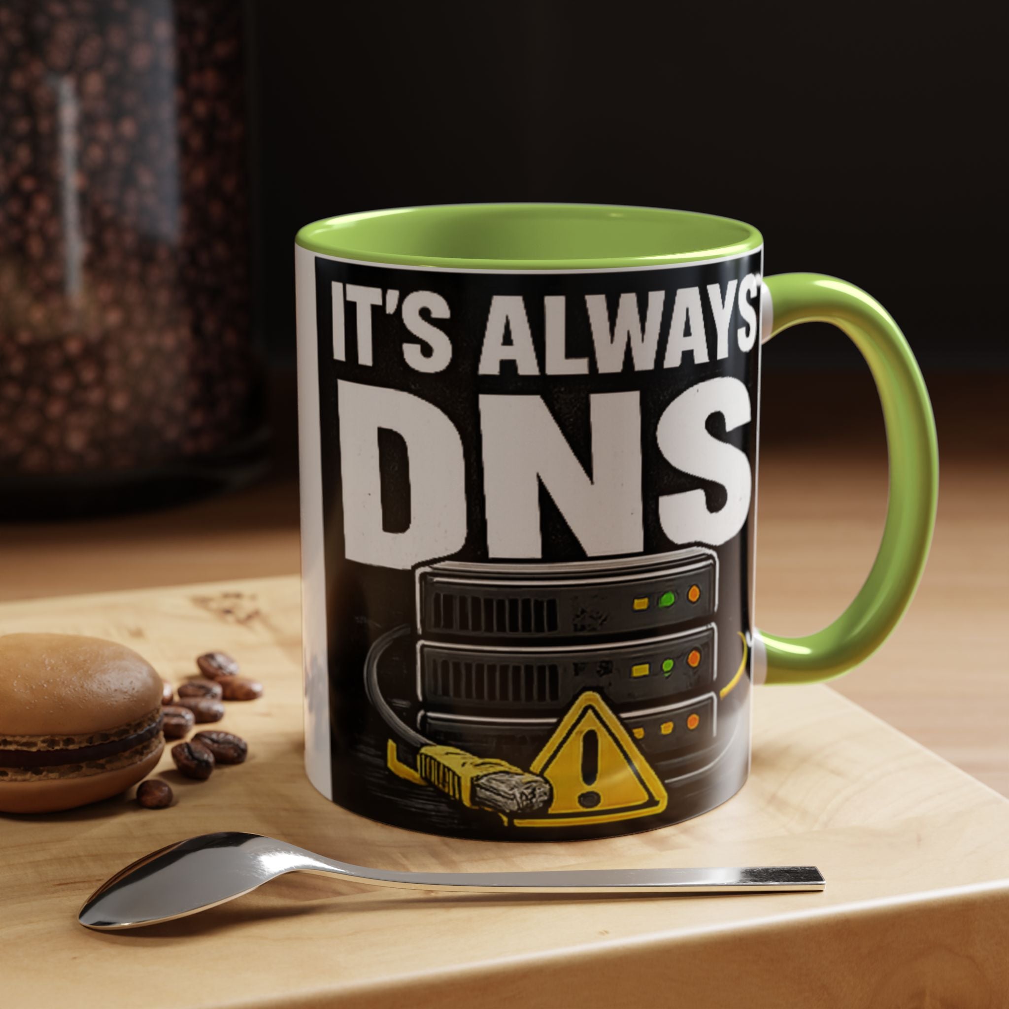"It's Always DNS" IT Humor Accent Coffee Mug (11, 15oz)