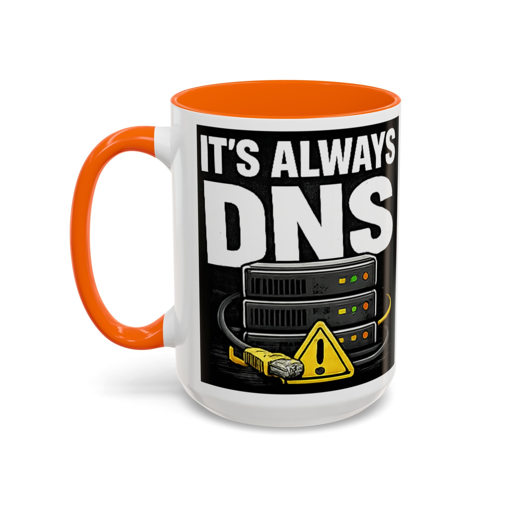 "It's Always DNS" IT Humor Accent Coffee Mug (11, 15oz)