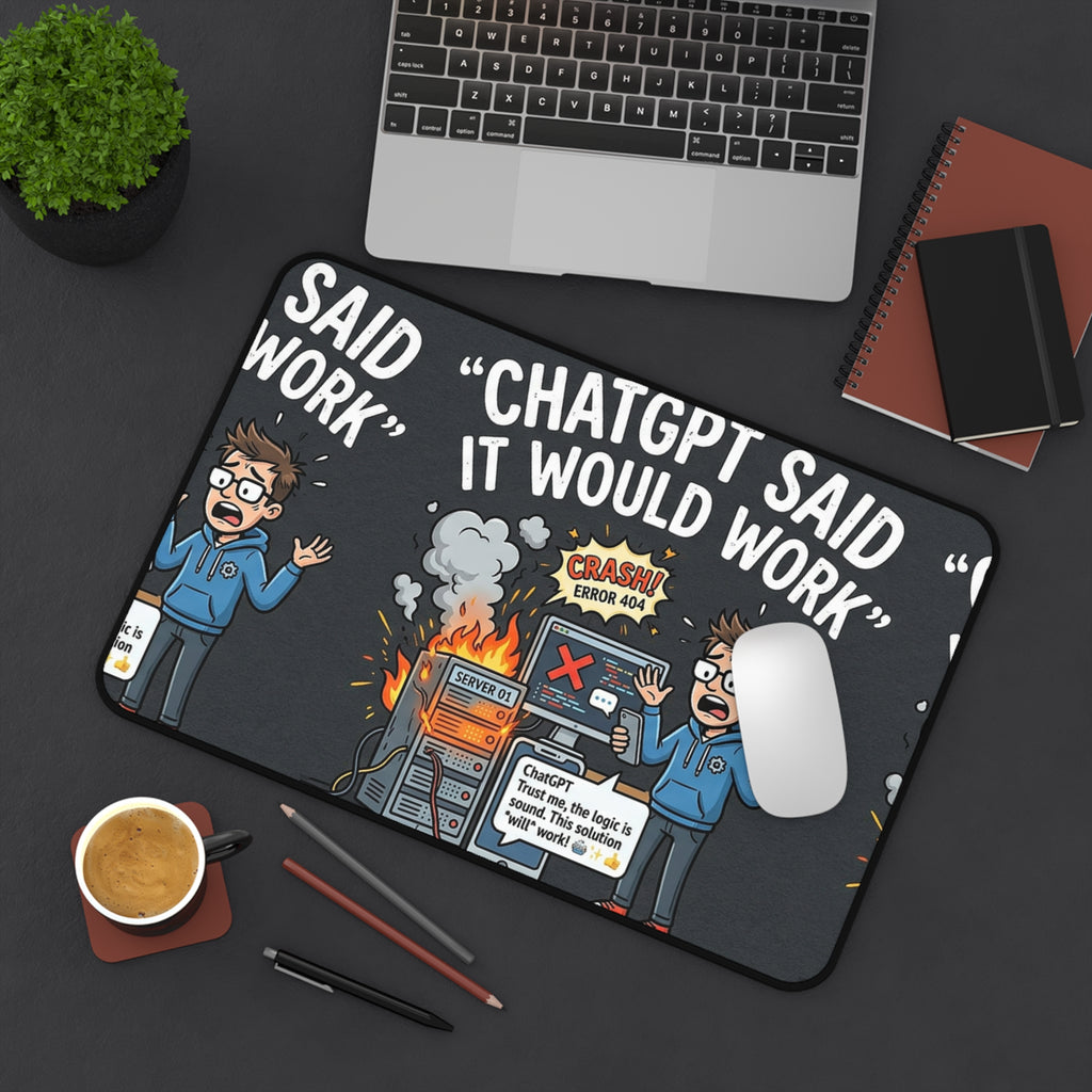 "ChatGPT Said It Would Work" Funny IT Programmer Tech Humor Mouse Pad Desk Mat