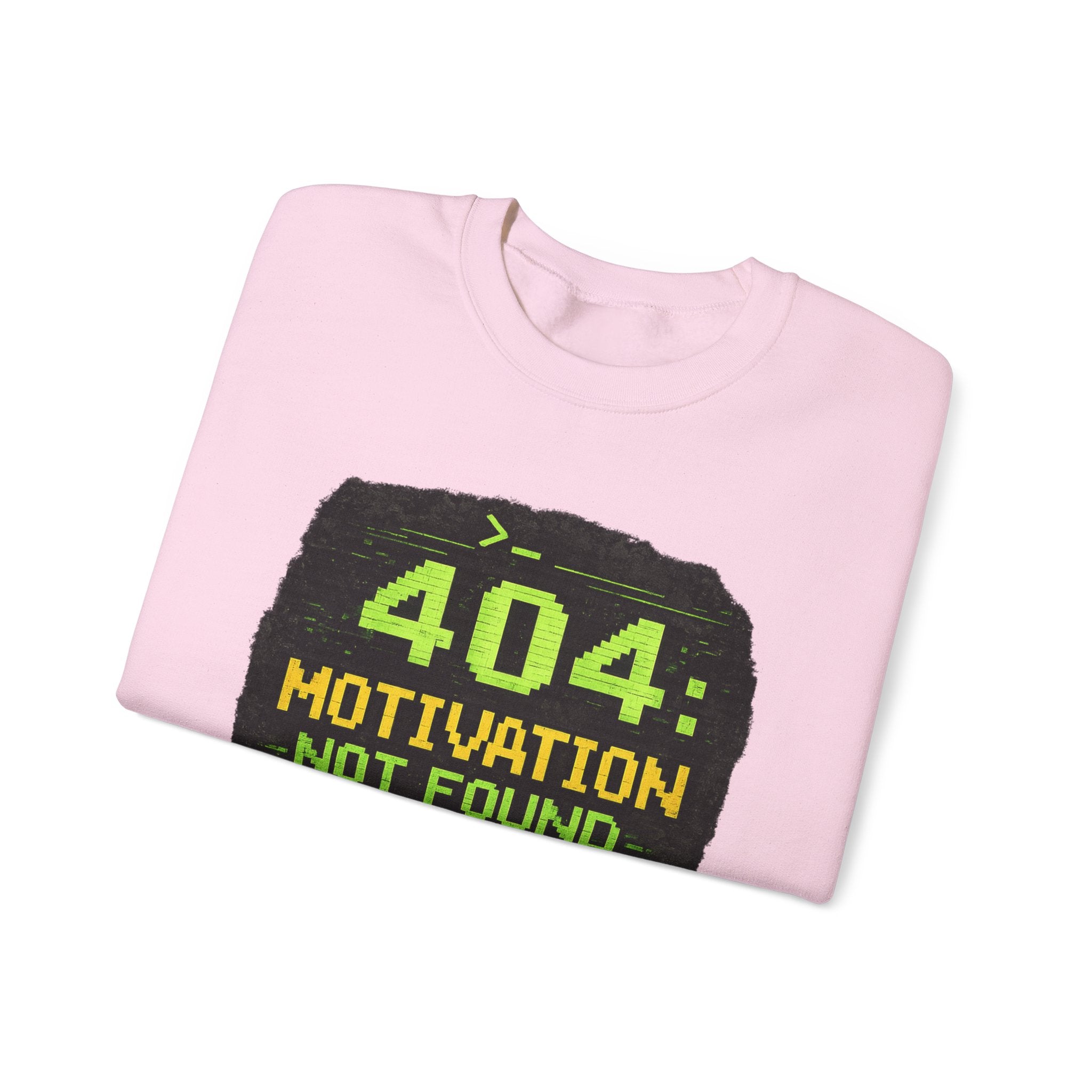 "404: Motivation Not Found" Funny Tech Graphic Crewneck Sweatshirt