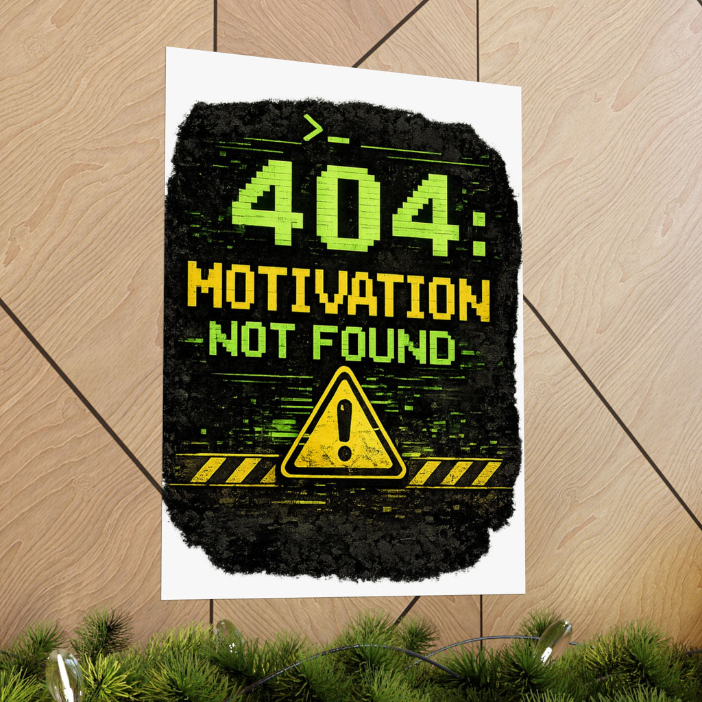 "Error 404 Motivation Not Found" Geek Tech Humor Funny IT Matte Vertical Posters