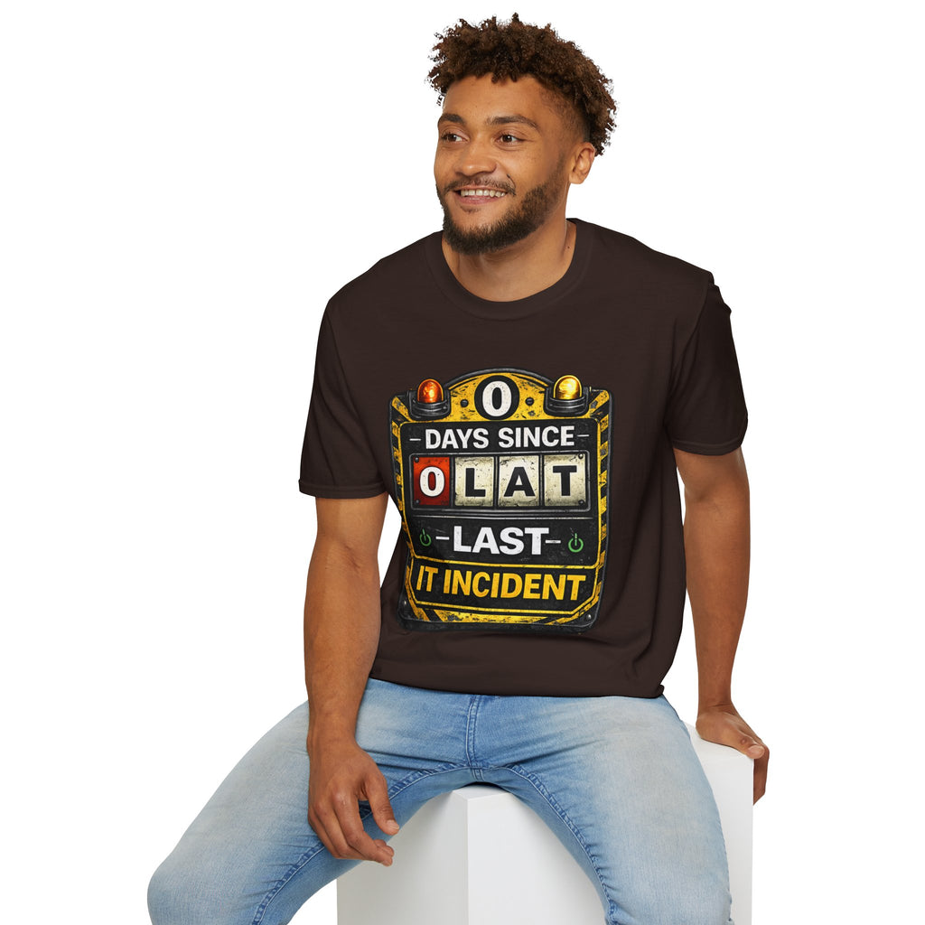 "0 Days Since Last IT Incident" Funny IT Tech Humor T-Shirt