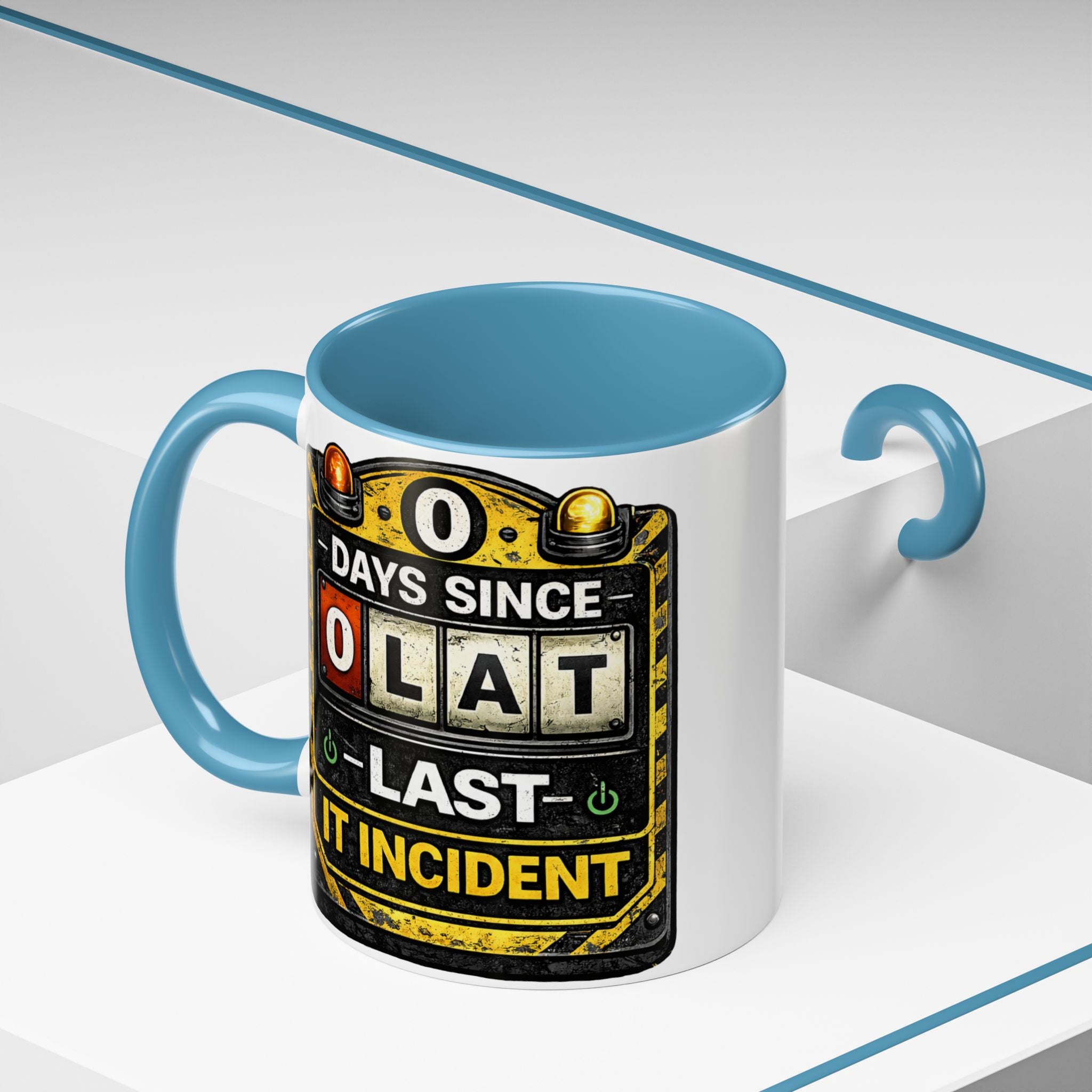 "0 Days Since Last IT Incident" IT Humor Accent Coffee Mug (11, 15oz)