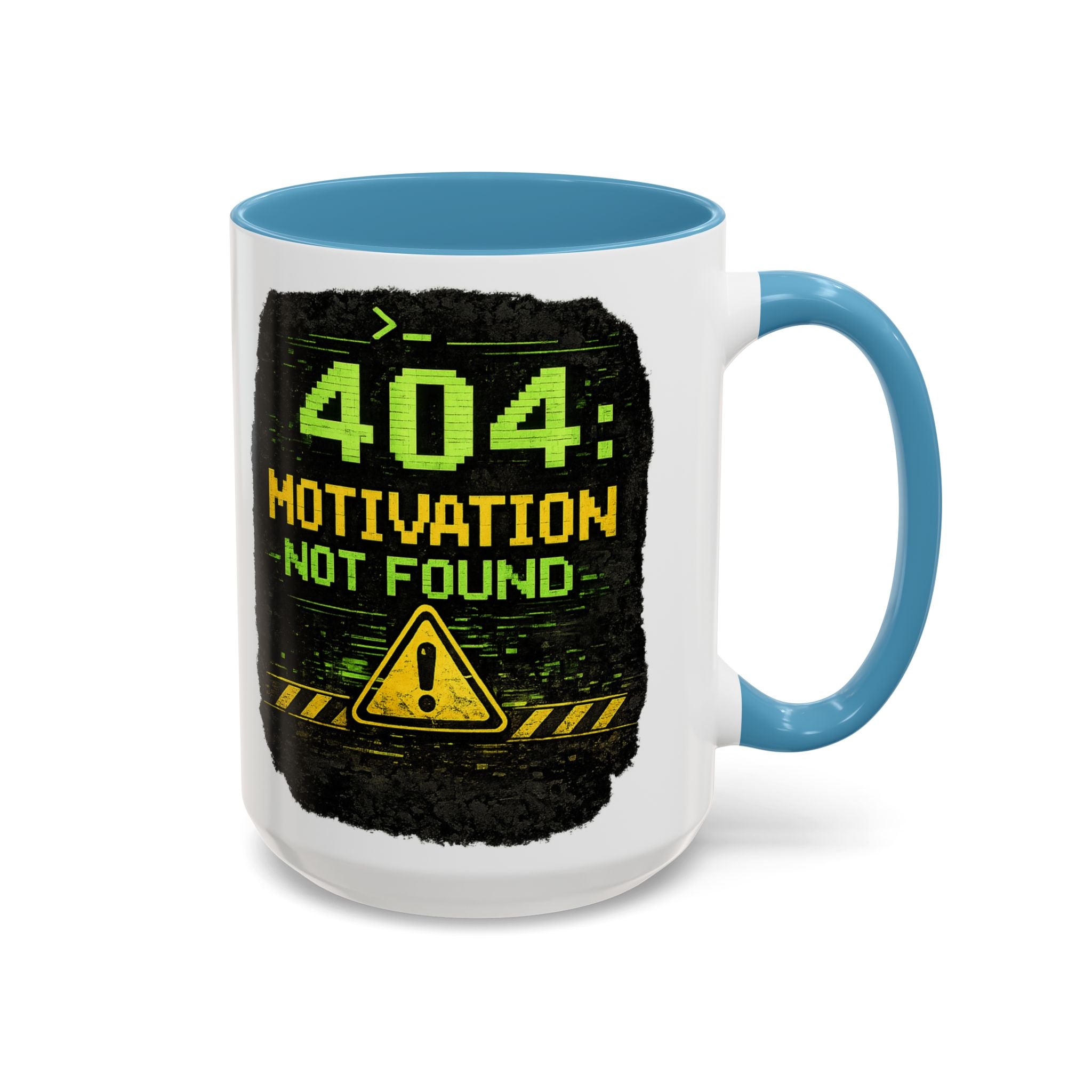 "Error 404 Motivation Not Found" IT Humor Accent Coffee Mug (11, 15oz)