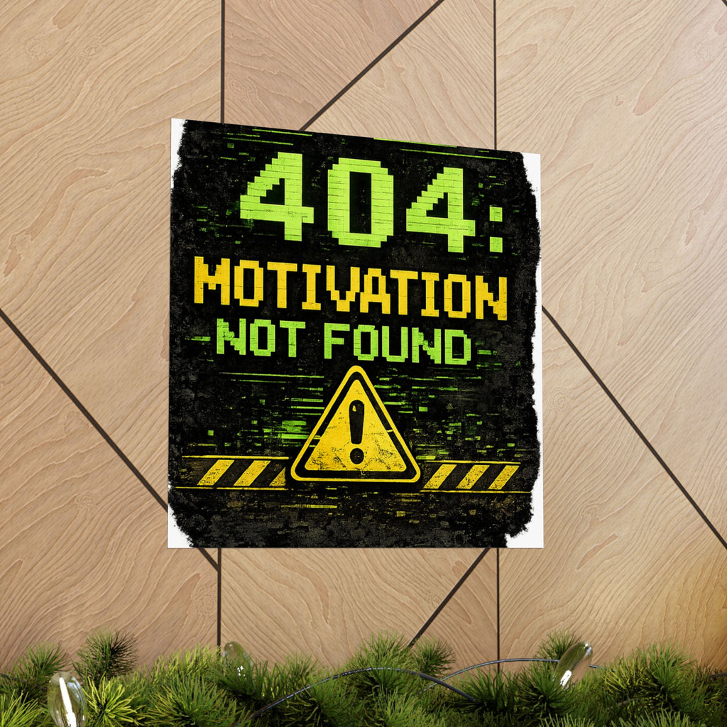 "Error 404 Motivation Not Found" Geek Tech Humor Funny IT Matte Vertical Posters