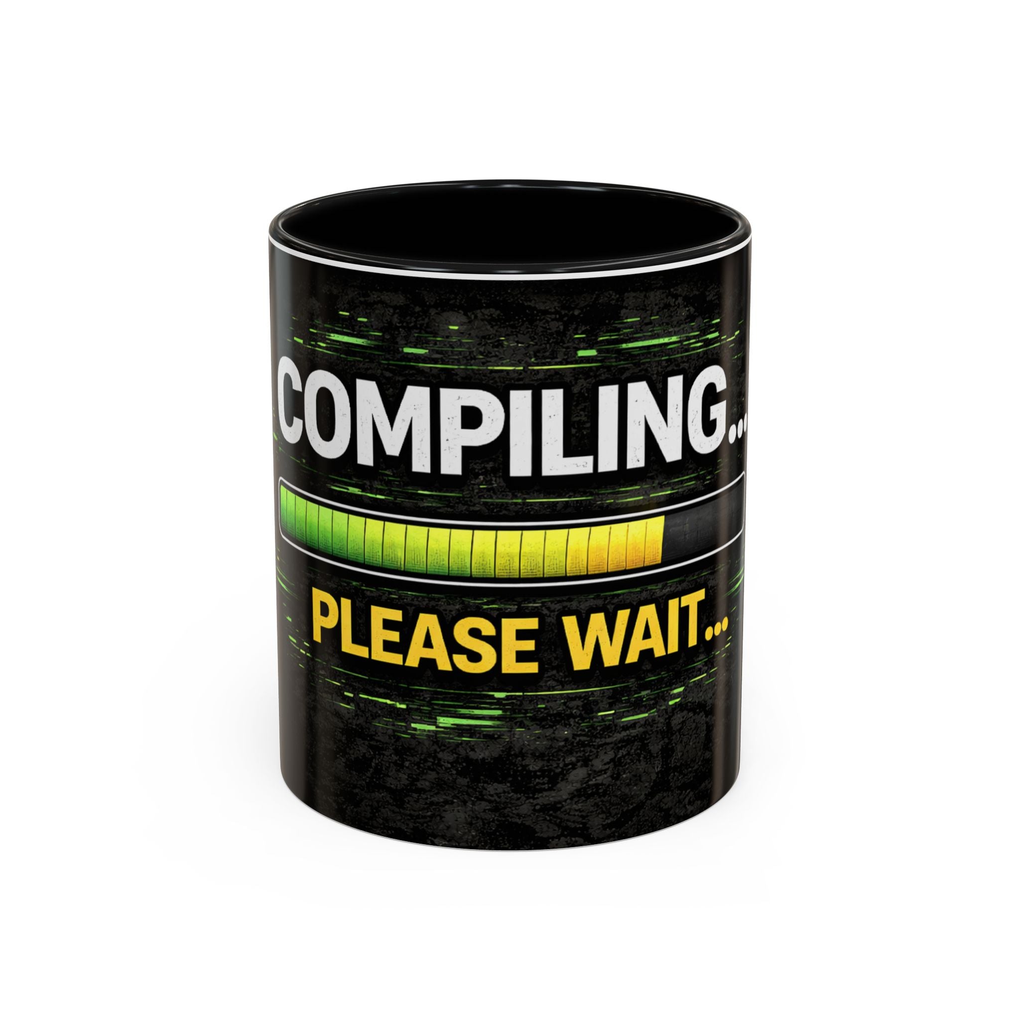 "Compiling, Please Wait" IT Humor Accent Coffee Mug (11, 15oz)