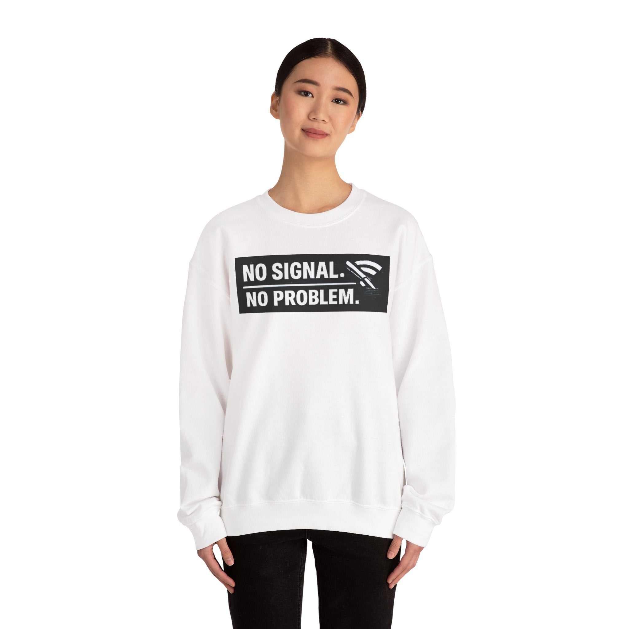 "No Signal, No Problem" Unisex Heavy Blend™ Funny IT Crewneck Sweatshirt