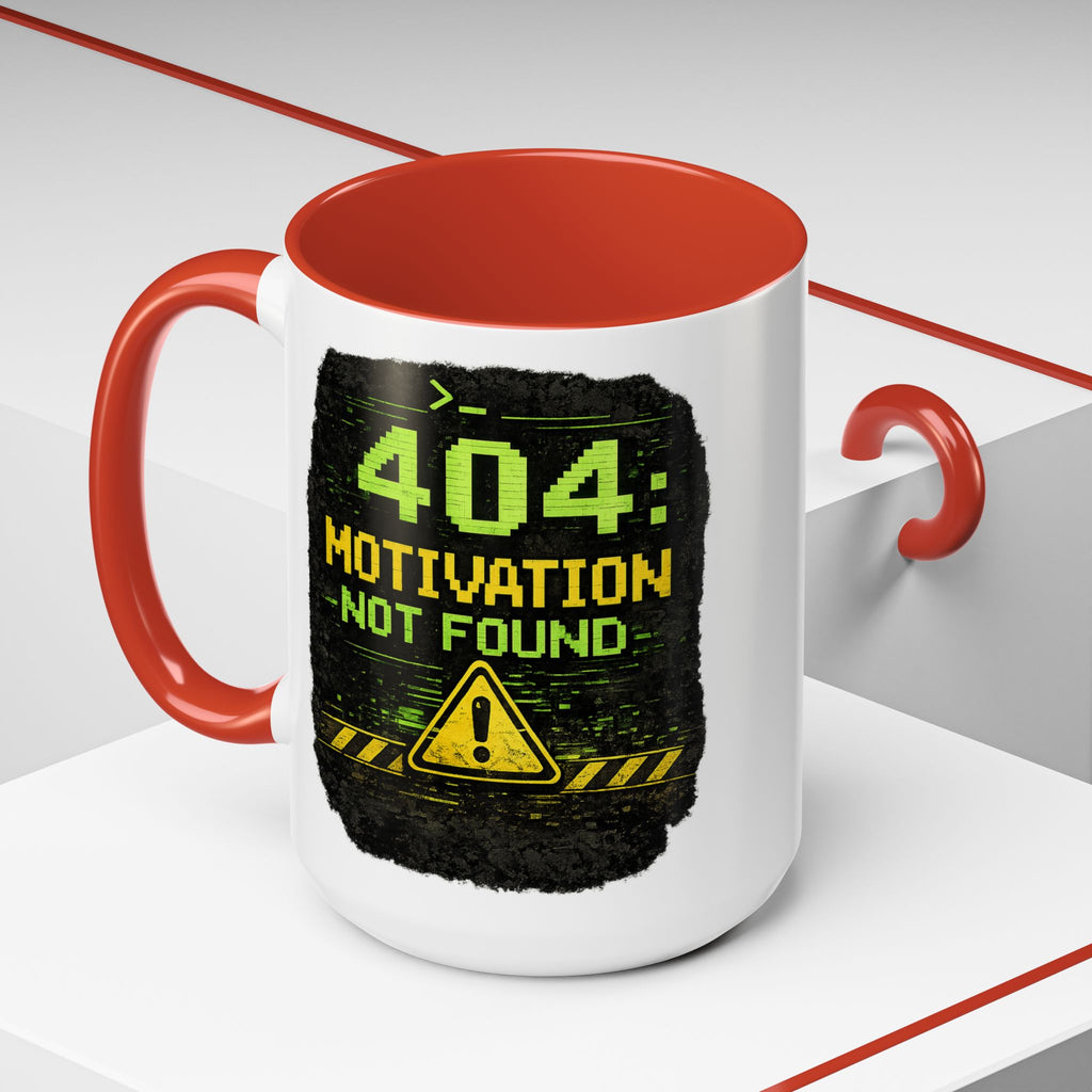 "Error 404 Motivation Not Found" IT Humor Accent Coffee Mug (11, 15oz)