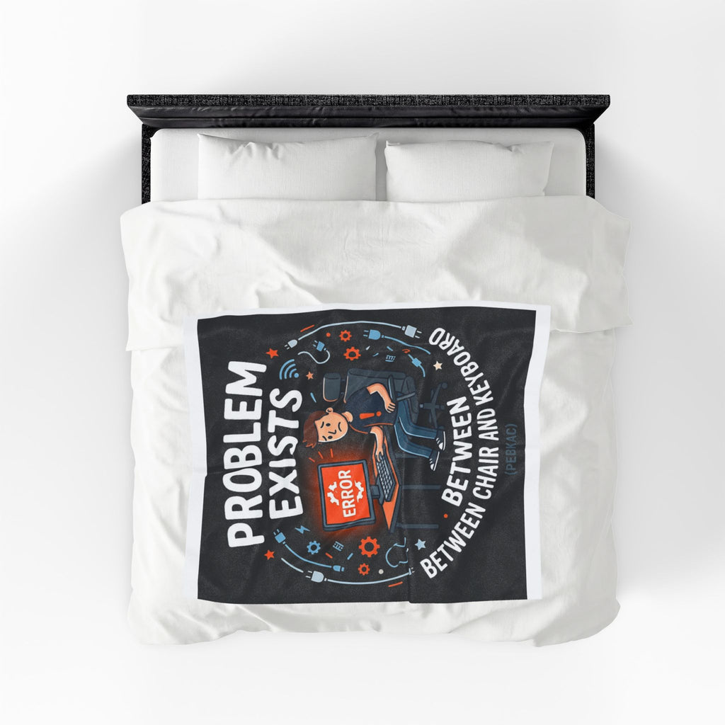 "Problem Exists Between The Chair & Keyboard" Tech Humor Funny IT Velveteen Plush Blanket