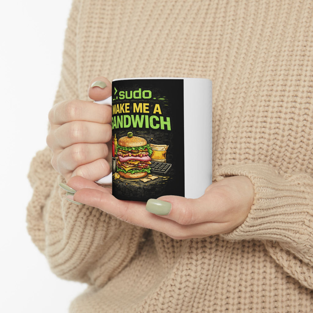 ">. Sudo Make me A Sandwich" Geek Humor Ceramic Mug, (11oz, 15oz)
