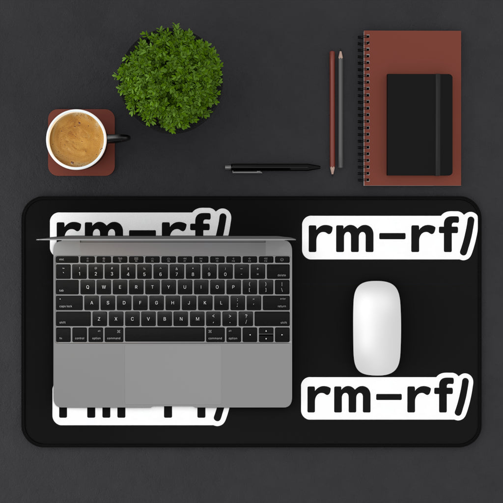 "rm -rf/ (Don't Try This)" Tech Humor Desk Mat — Funny IT Programmer Gaming Mouse Pad