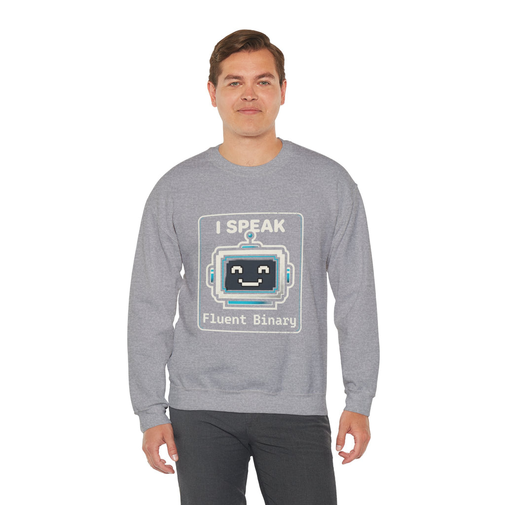 "I Speak Fluent Binary" Funny IT Crewneck Sweatshirt