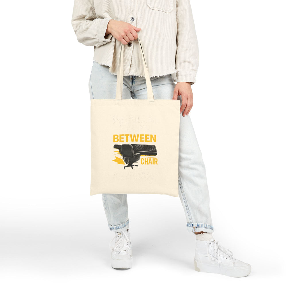 "Problem Exists Between Chair & Keyboard"– Funny Gamer/IT Tech Humor Canvas Tote Bag
