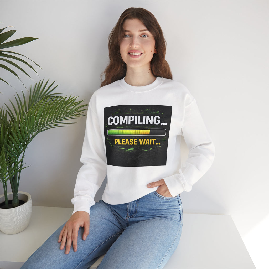 "Compiling... Please Wait" Tech Humor Crewneck Sweatshirt