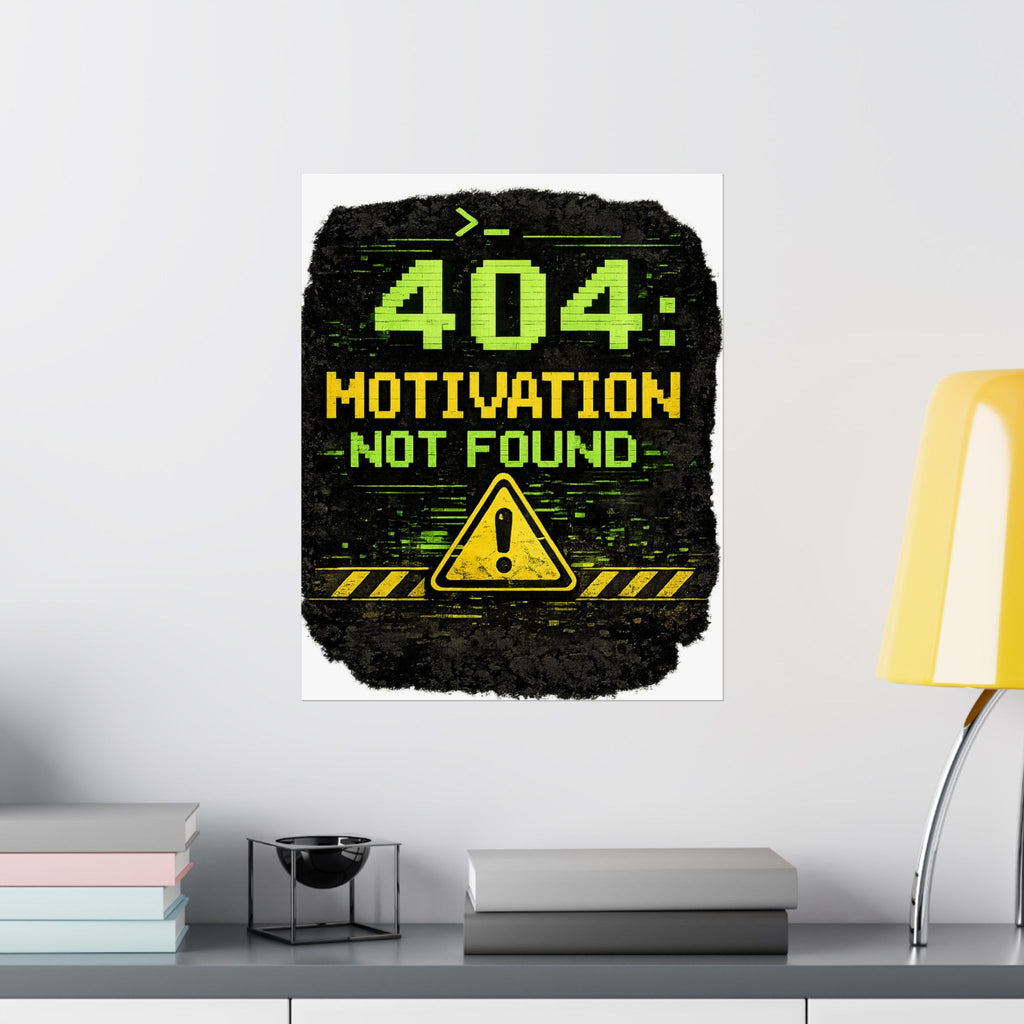 "Error 404 Motivation Not Found" Geek Tech Humor Funny IT Matte Vertical Posters