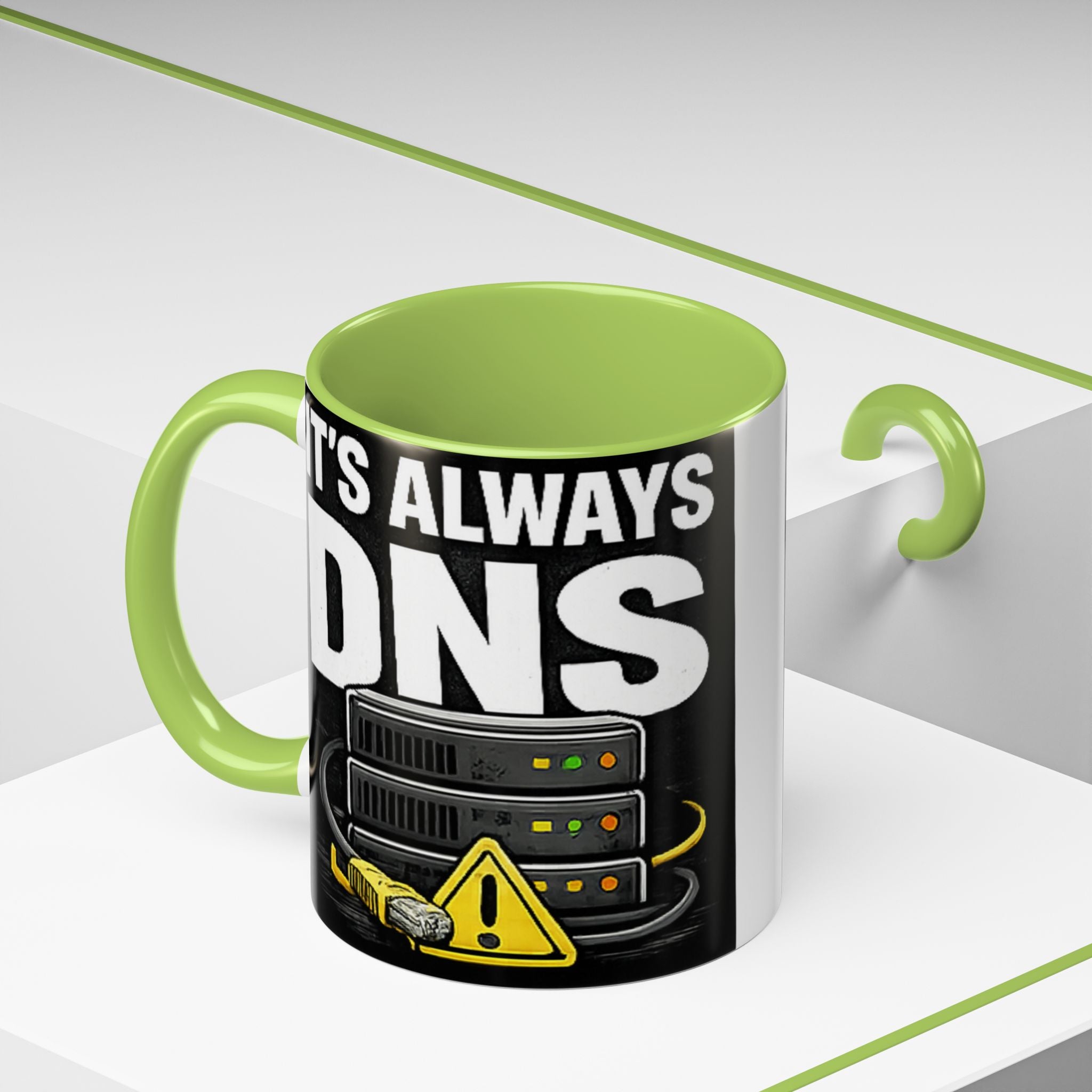 "It's Always DNS" IT Humor Accent Coffee Mug (11, 15oz)