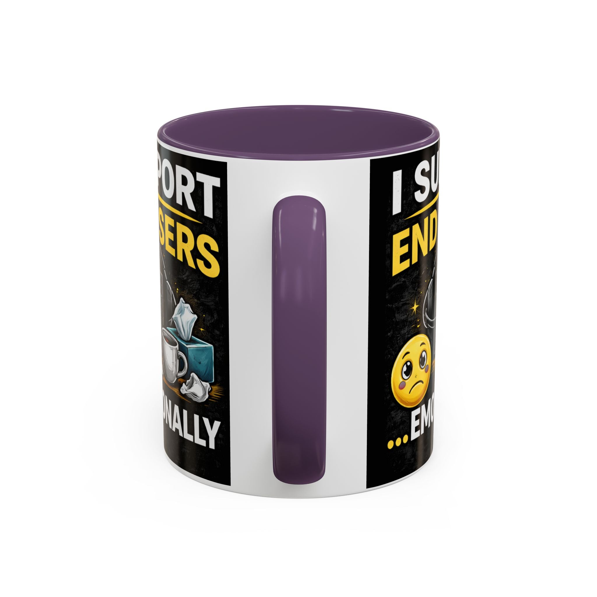 "I Support End Users, Emotionally" IT Humor Accent Coffee Mug (11, 15oz)