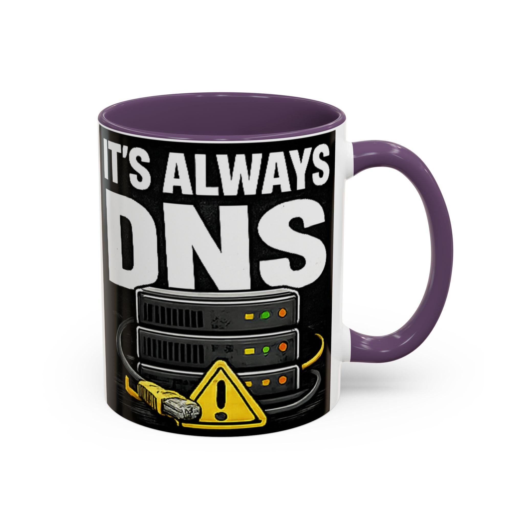 "It's Always DNS" IT Humor Accent Coffee Mug (11, 15oz)