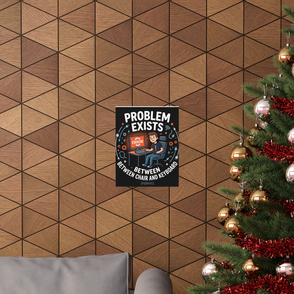 "Problem Exists Between Chair & Keyboard" Tech Humor Funny IT Matte Vertical Posters