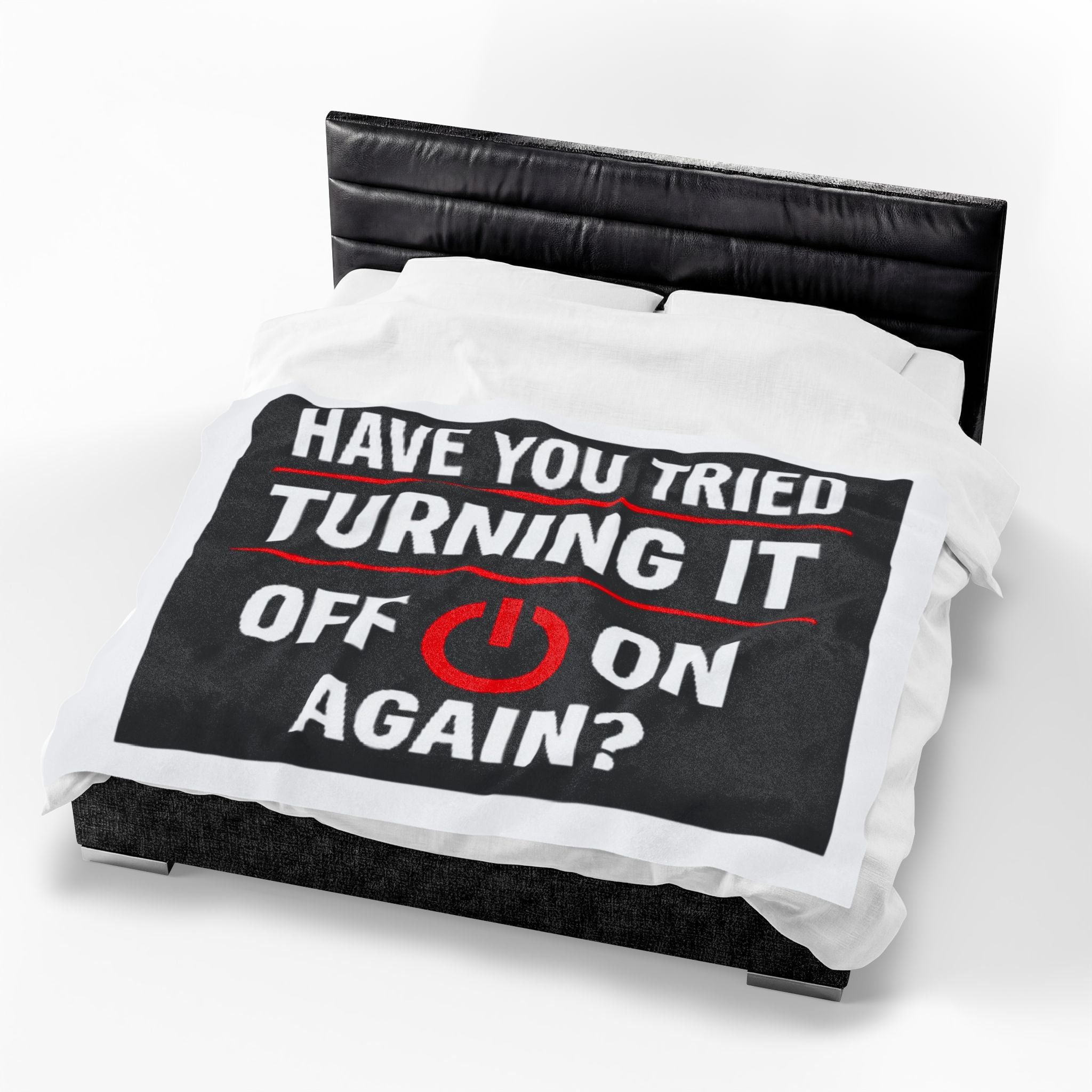 "Have You Tried Turning It Off & On Again?" Tech Humor Funny IT Velveteen Plush Blanket