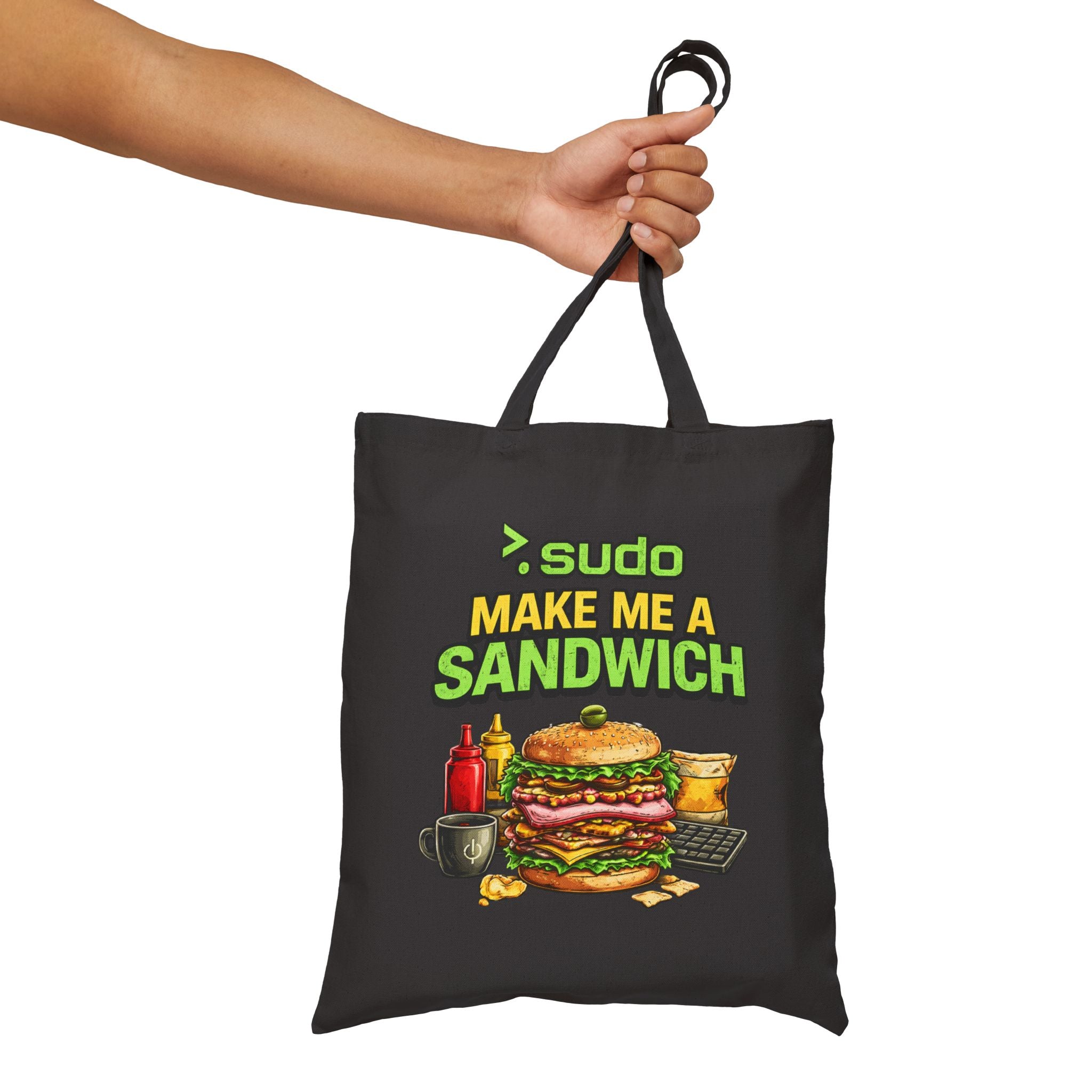 ">.Sudo Make Me A Sandwich" Funny IT Tech Humor Cotton Canvas Tote Bag