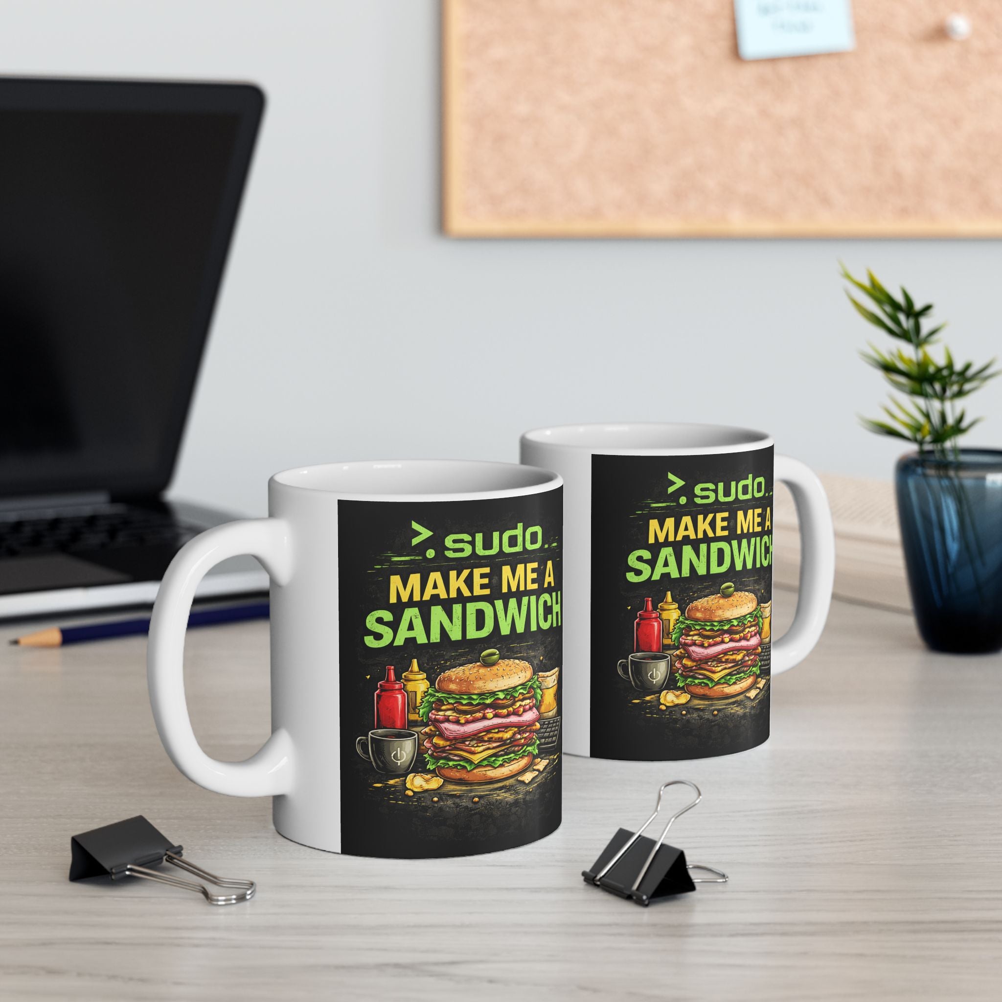 ">. Sudo Make me A Sandwich" Geek Humor Ceramic Mug, (11oz, 15oz)