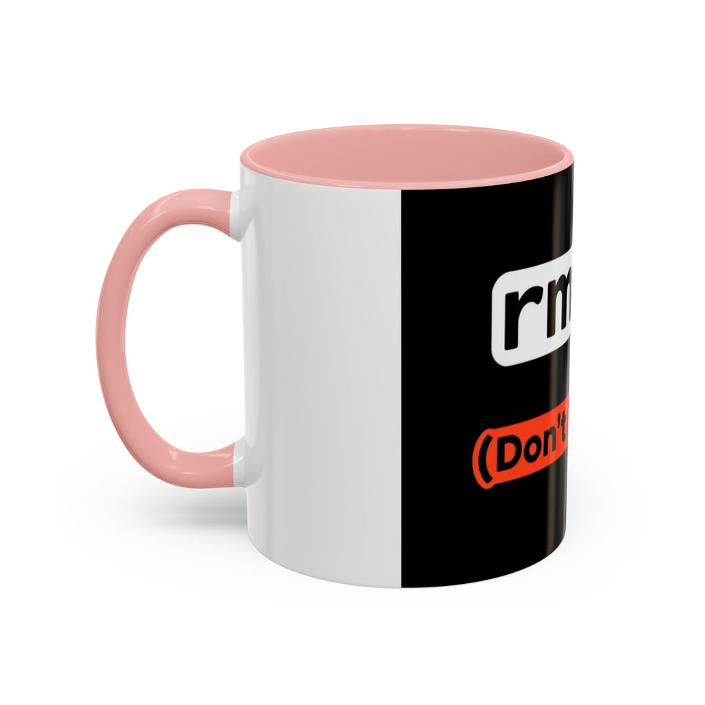 "rm -rf / (Don't Try This)" Funny IT Tech Humor Black Accent Ceramic Coffee Mug