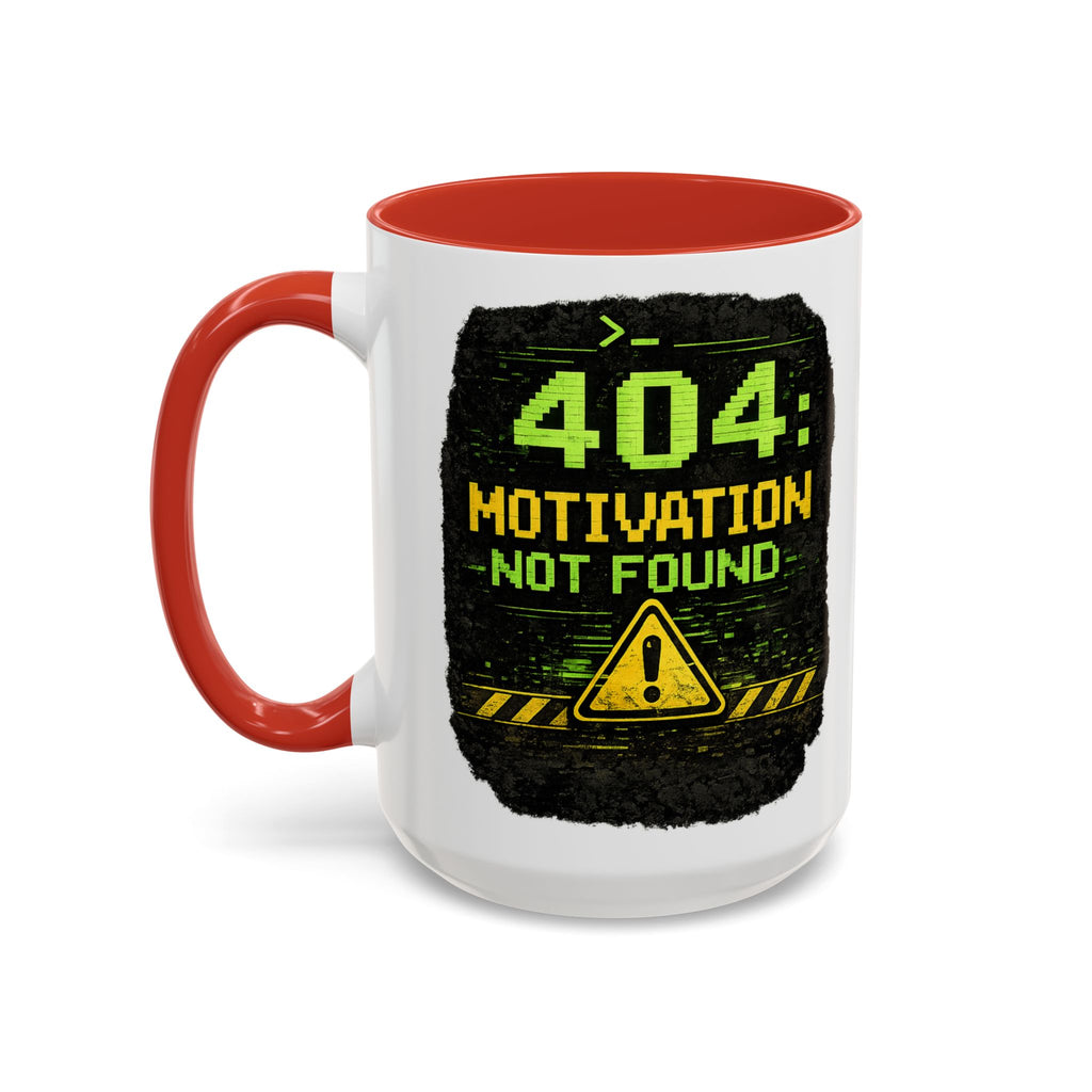 "Error 404 Motivation Not Found" IT Humor Accent Coffee Mug (11, 15oz)