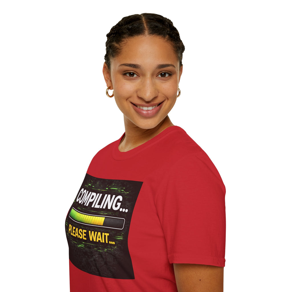 "Compiling... Please Wait" Programmer Loading Graphic Tee Funny IT Tech Humor T-Shirt
