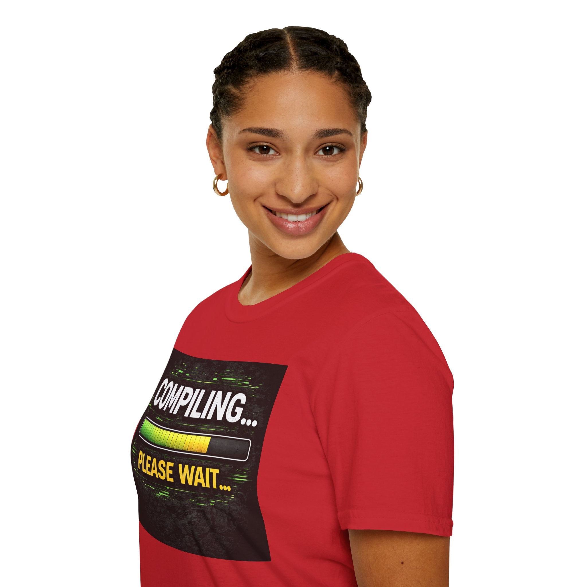 "Compiling... Please Wait" Programmer Loading Graphic Tee Funny IT Tech Humor T-Shirt