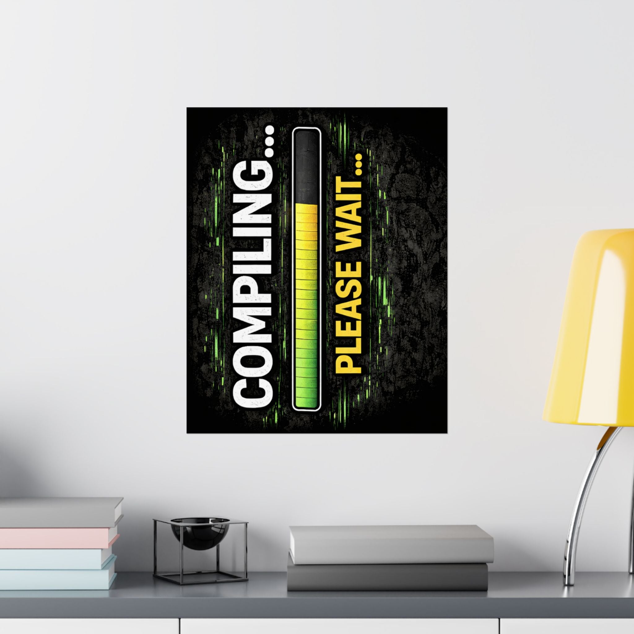 "Compiling... Please Wait" Tech Geek Humor Funny IT Matte Vertical Posters