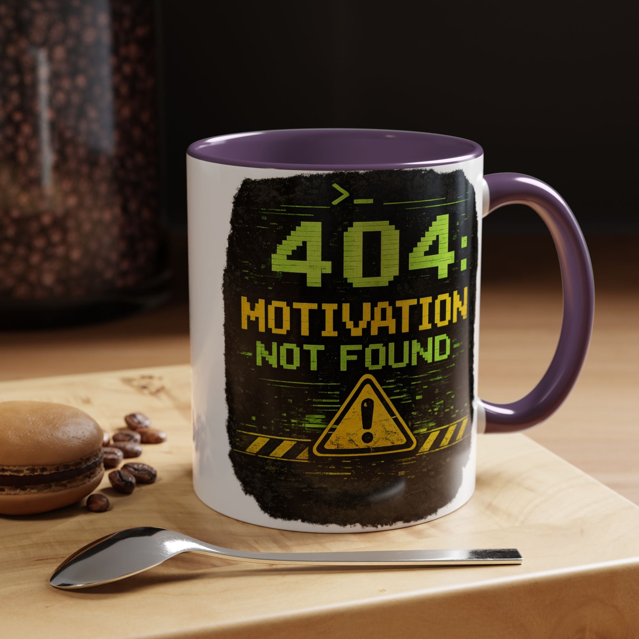 "Error 404 Motivation Not Found" IT Humor Accent Coffee Mug (11, 15oz)