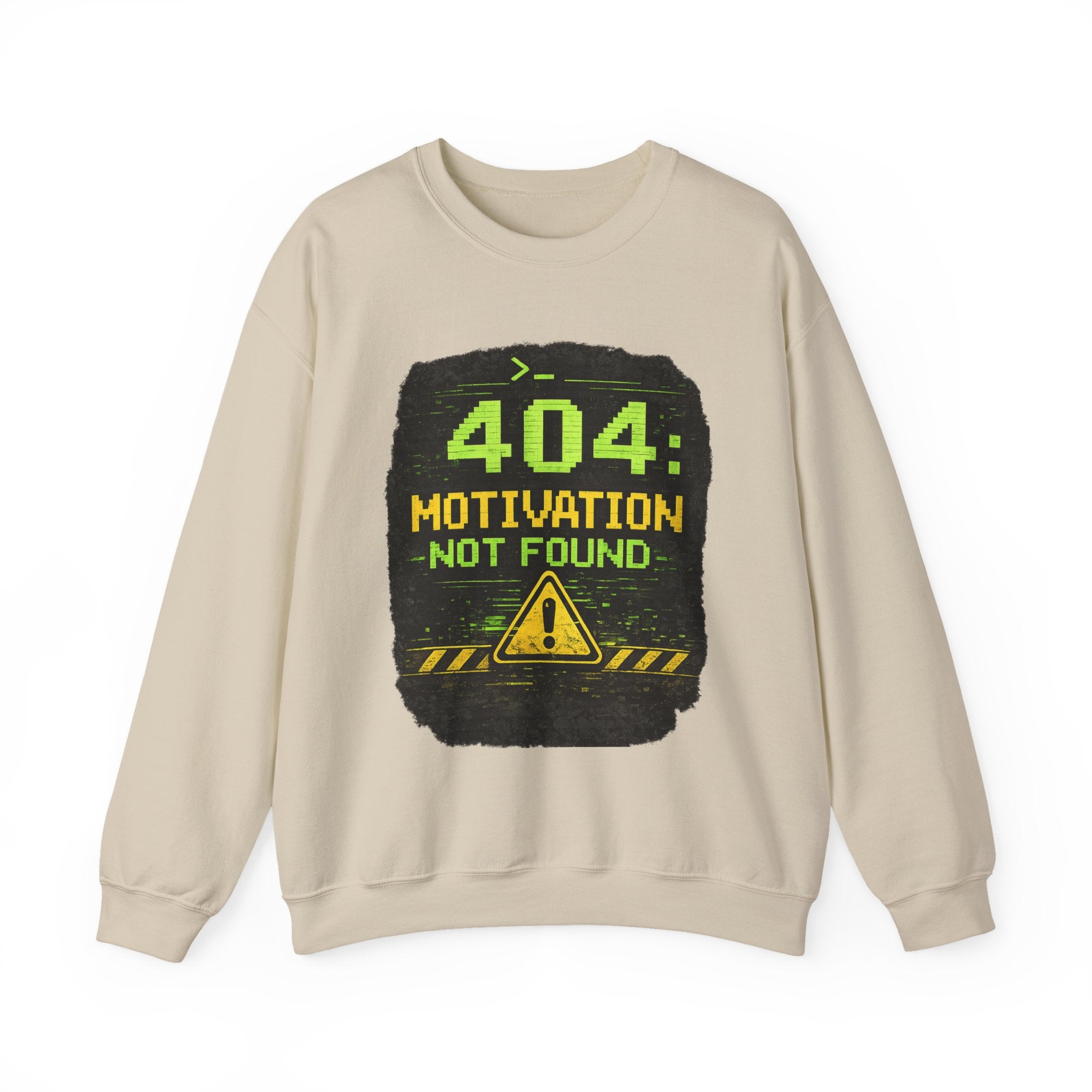 "404: Motivation Not Found" Funny Tech Graphic Crewneck Sweatshirt