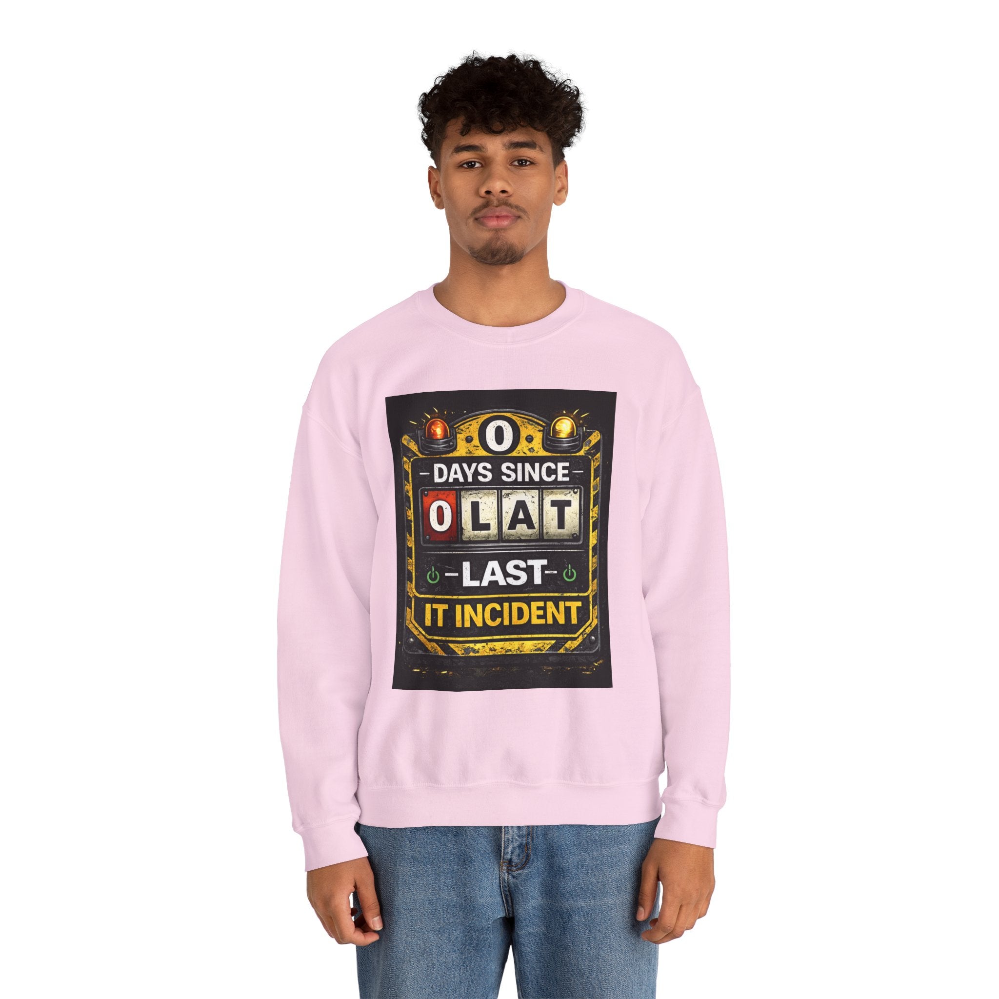 "0 Days Since Last IT Incident" Funny Tech Support Crewneck Sweatshirt
