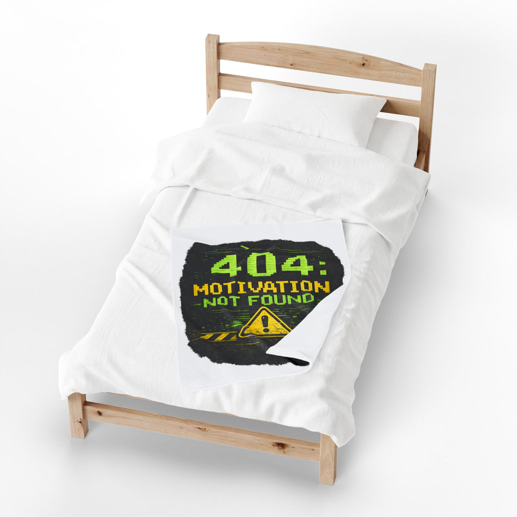 "Error 404 Motivation Not Found" IT Humor Funny IT Velveteen Plush Blanket