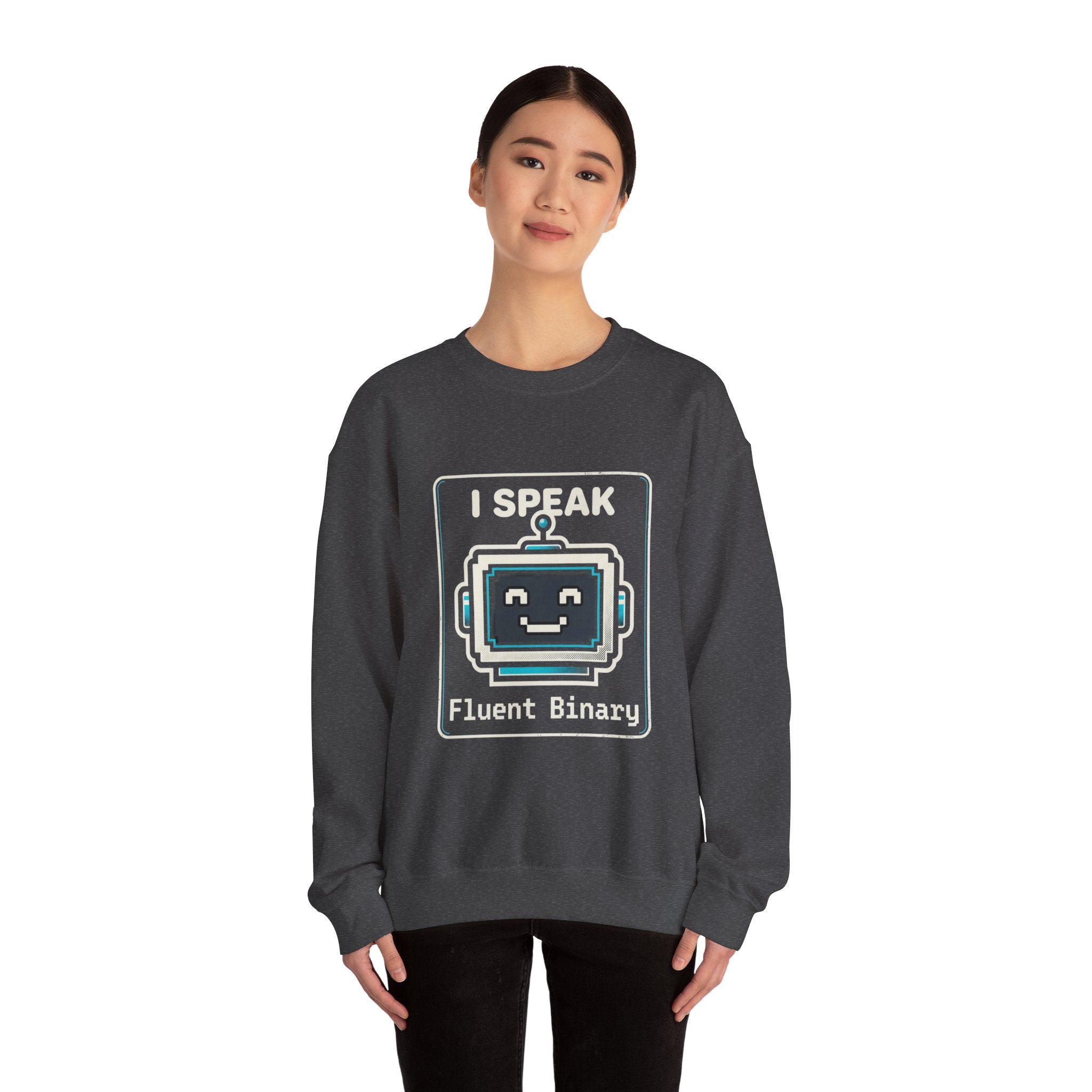 "I Speak Fluent Binary" Funny IT Crewneck Sweatshirt