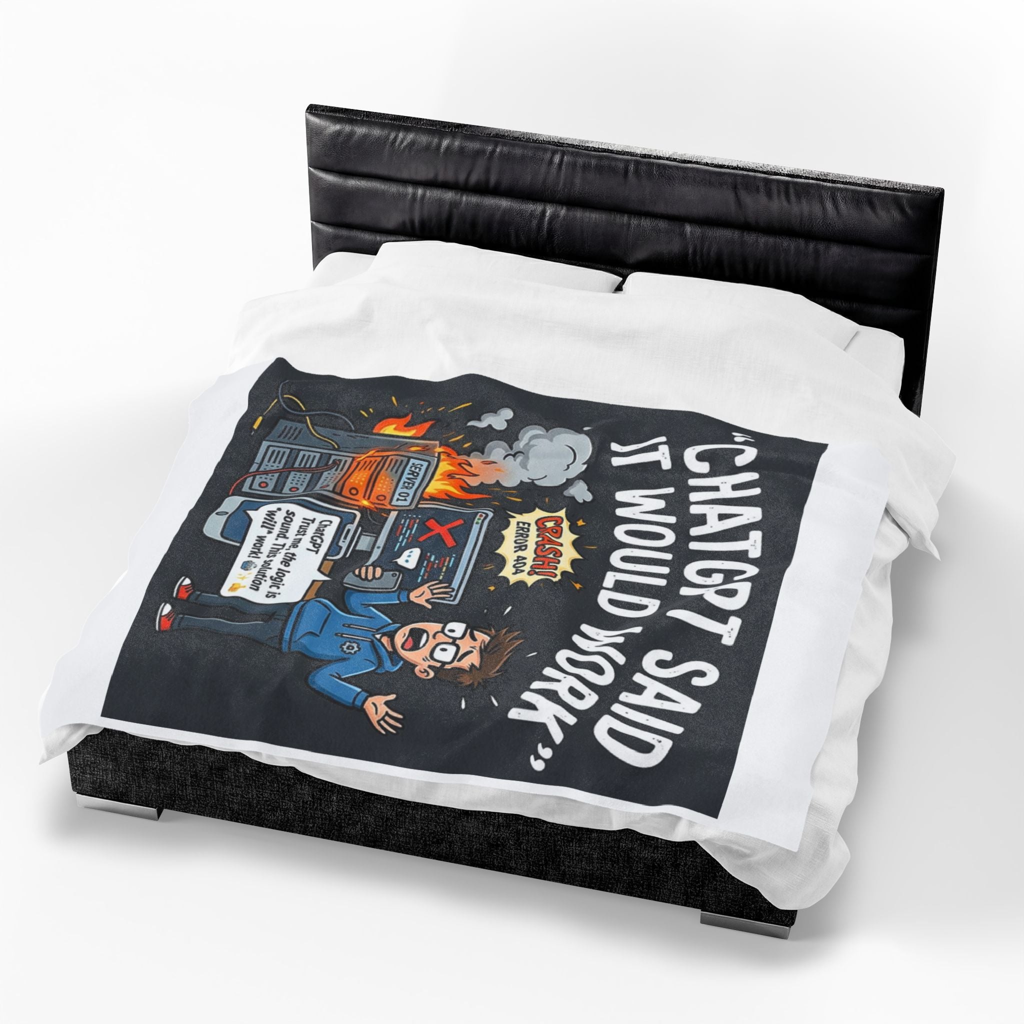 “ChatGPT Said It Would Work” Funny IT AI Tech Fail Throw Tech Humor Velveteen Blanket