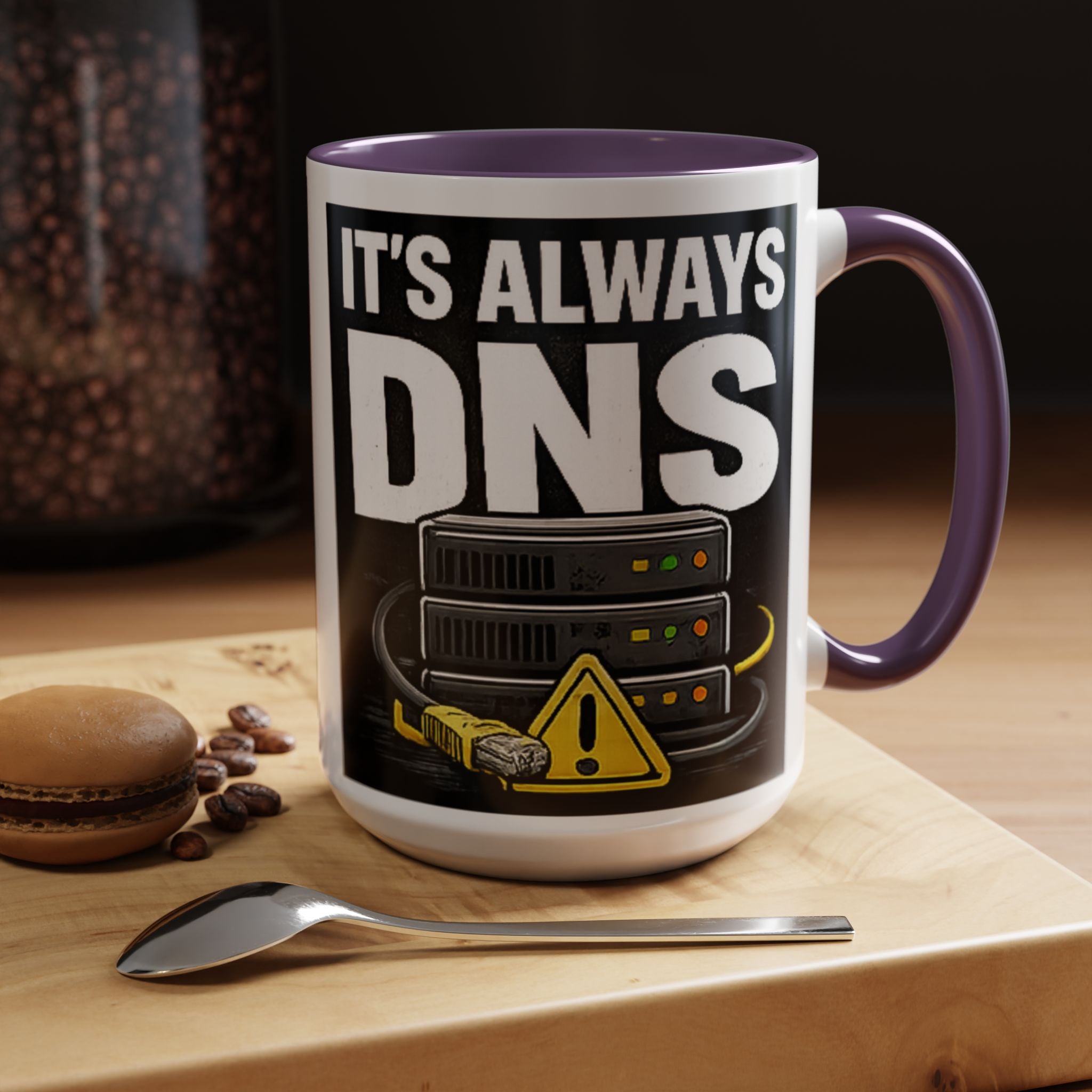 "It's Always DNS" IT Humor Accent Coffee Mug (11, 15oz)