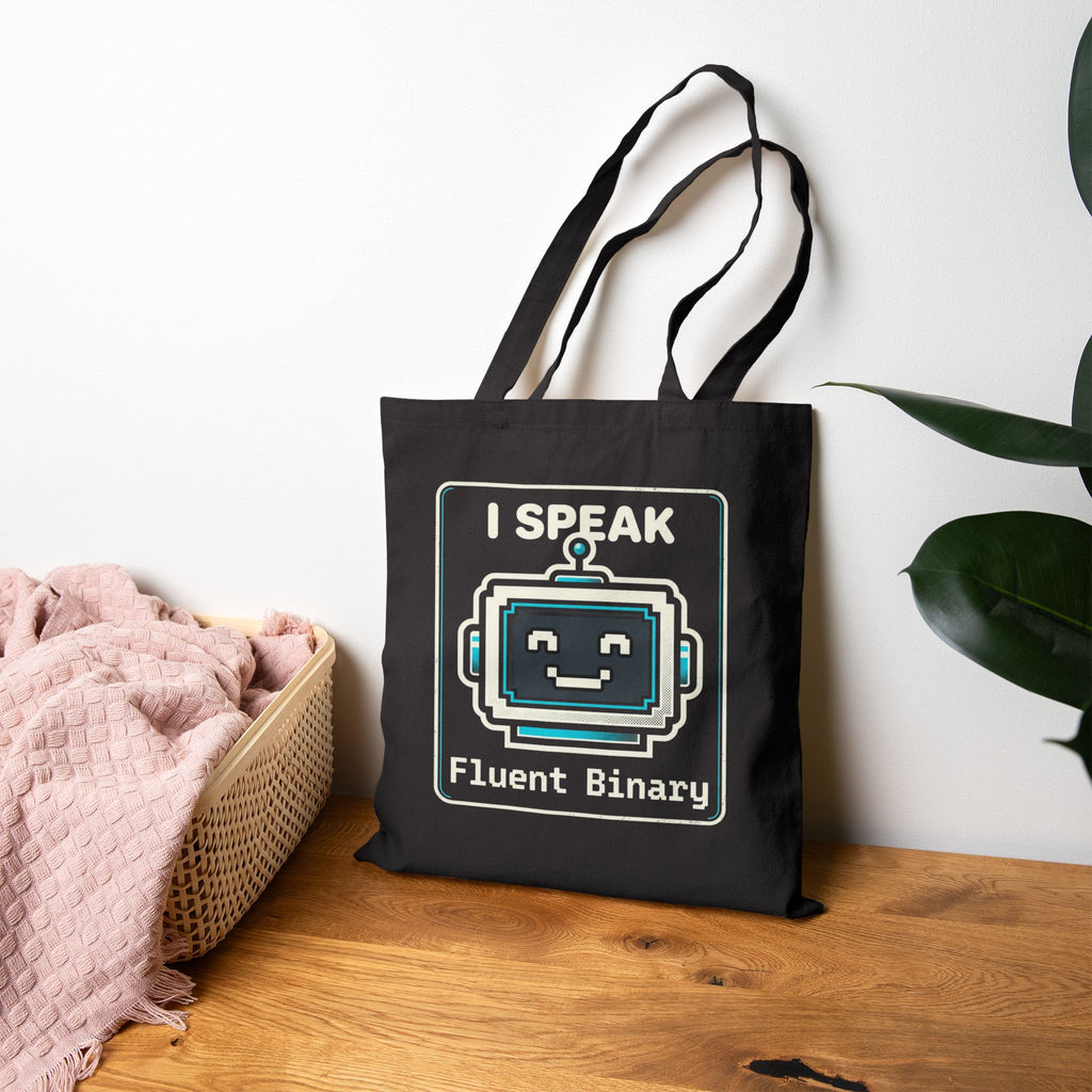"I Speak Fluent Binary" Geek Humor Funny IT Cotton Canvas Tote Bag