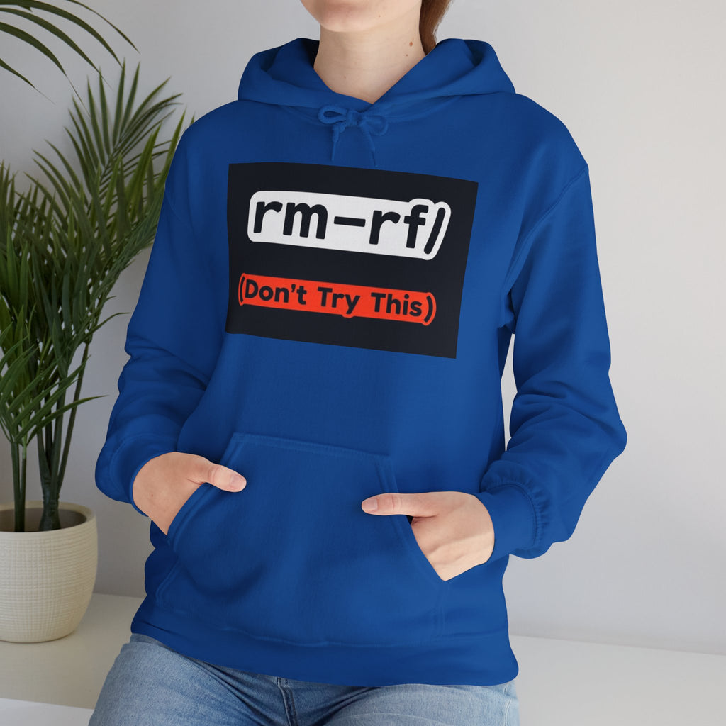 "rm–rf/ (Don't Try This)" — Funny Linux/Devops Command Hoodie