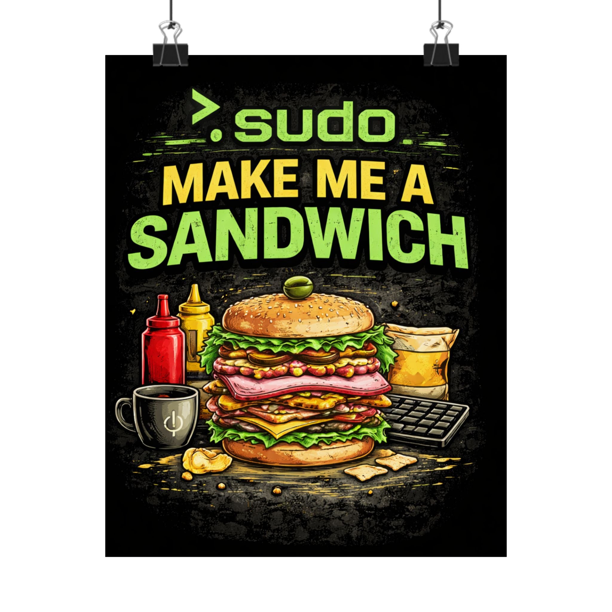 ">.Sudo Make Me A Sandwich" Geek Tech Humor Funny IT Matte Vertical Posters