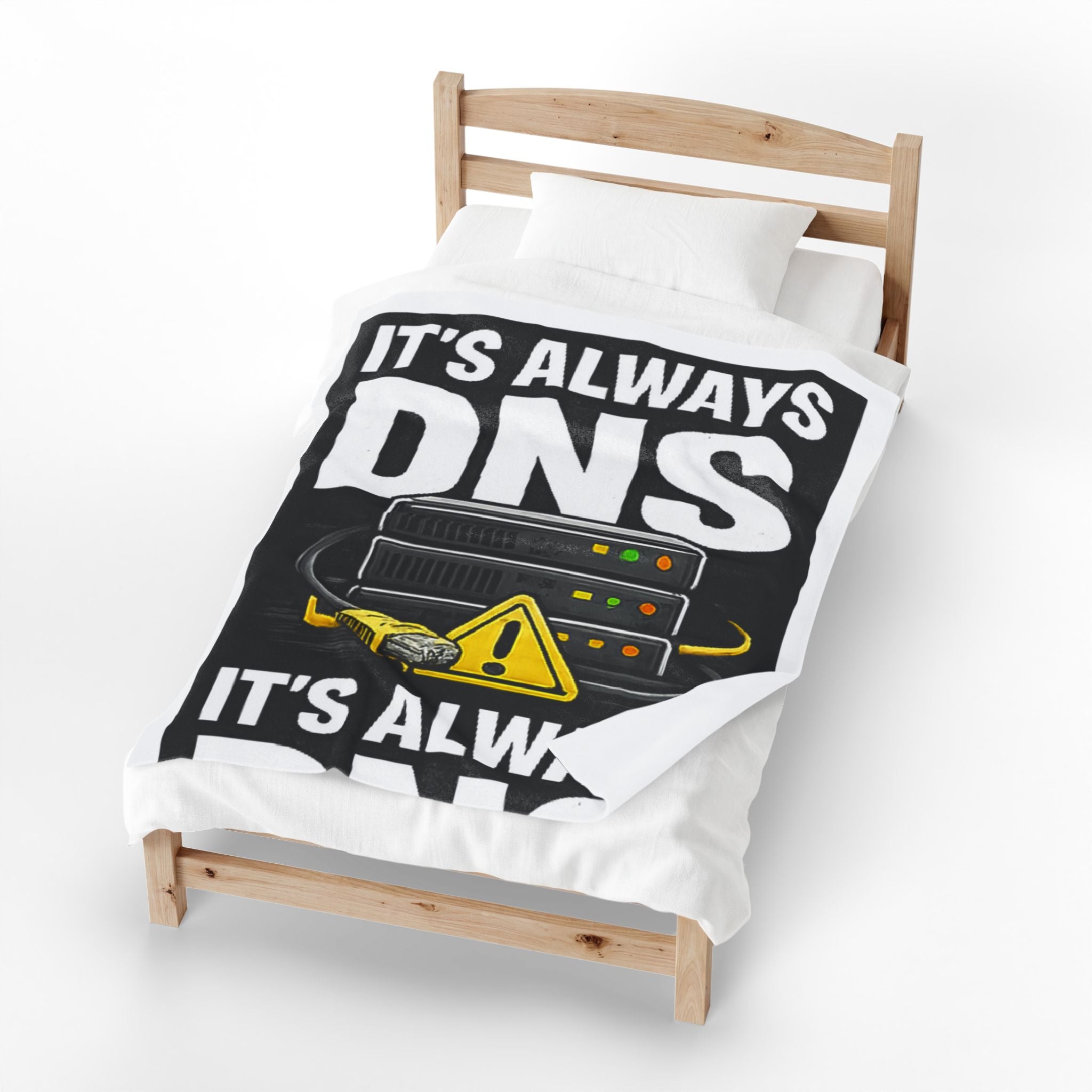 "It's Always DNS" Tech Humor Funny IT Velveteen Plush Blanket
