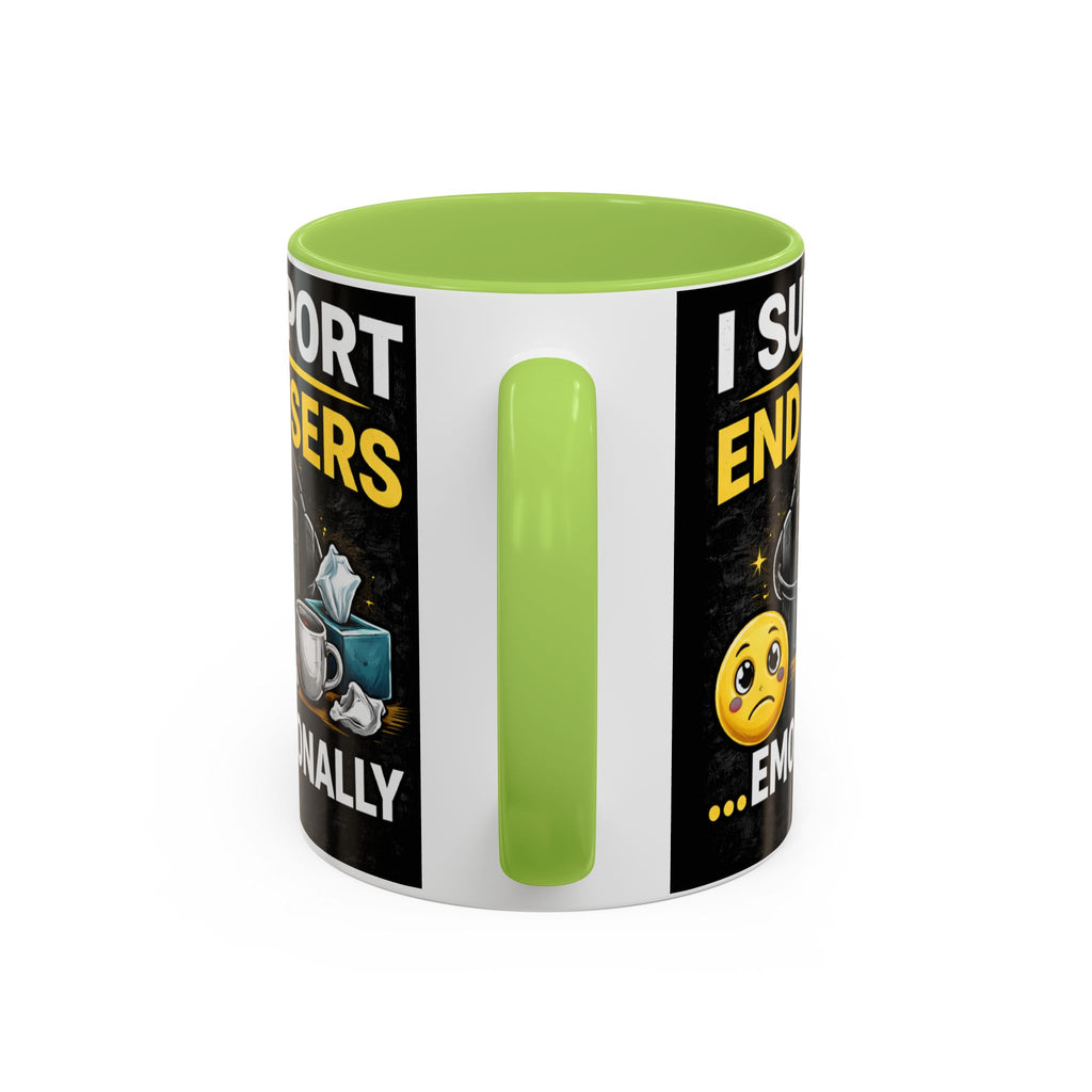 "I Support End Users, Emotionally" IT Humor Accent Coffee Mug (11, 15oz)