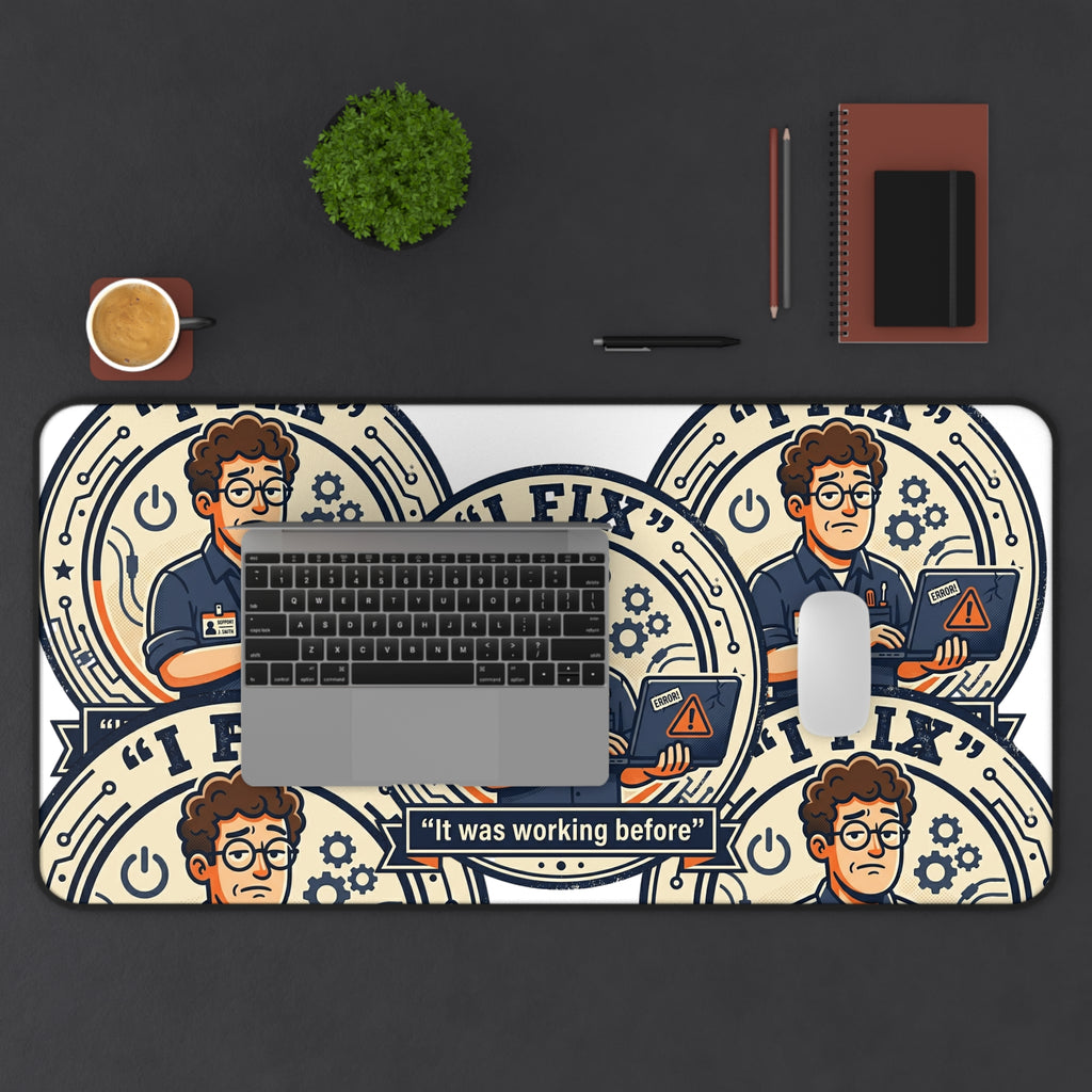 "I Fix: It Was Working Before" Technician Mouse Pad Humor Workstation Mat Funny IT Desk Mat