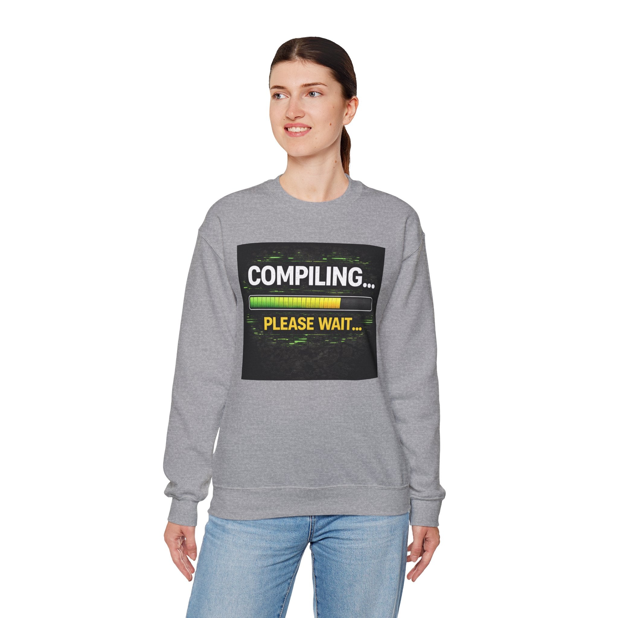 "Compiling... Please Wait" Tech Humor Crewneck Sweatshirt