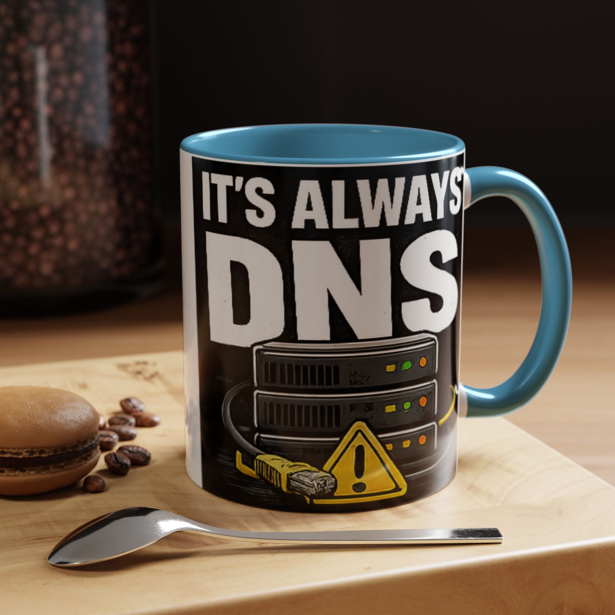 "It's Always DNS" IT Humor Accent Coffee Mug (11, 15oz)