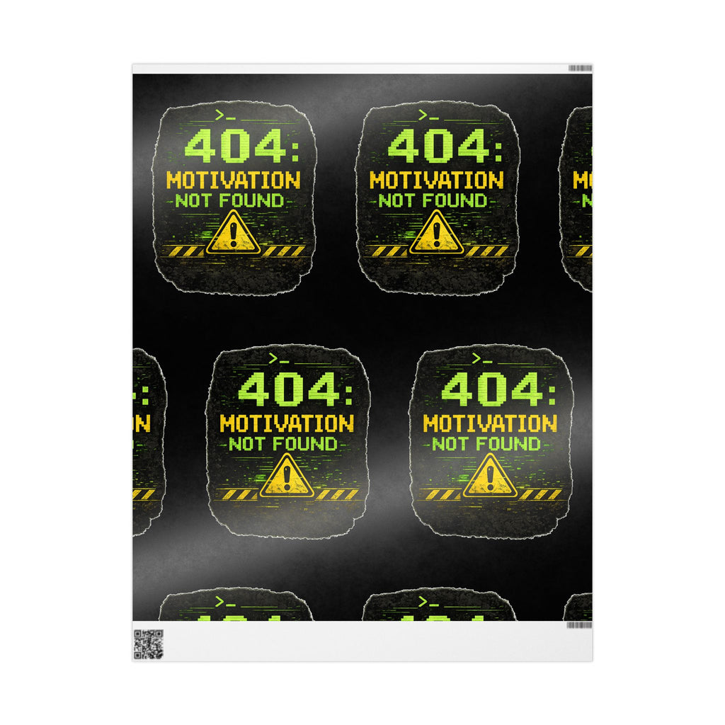 "404 Motivation Not Found" IT Tech Humor Error Pattern Gift Wrap Funny IT Wrapping Paper